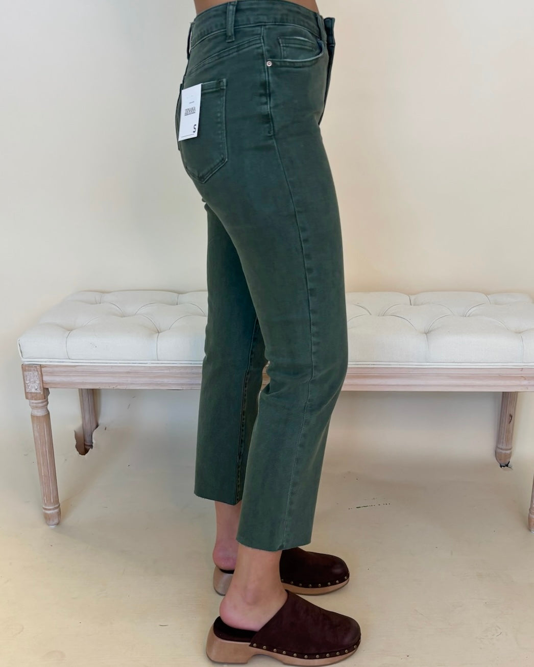 Final Class Dk Olive Acid Washed Straight Pants-Shop-Womens-Boutique-Clothing
