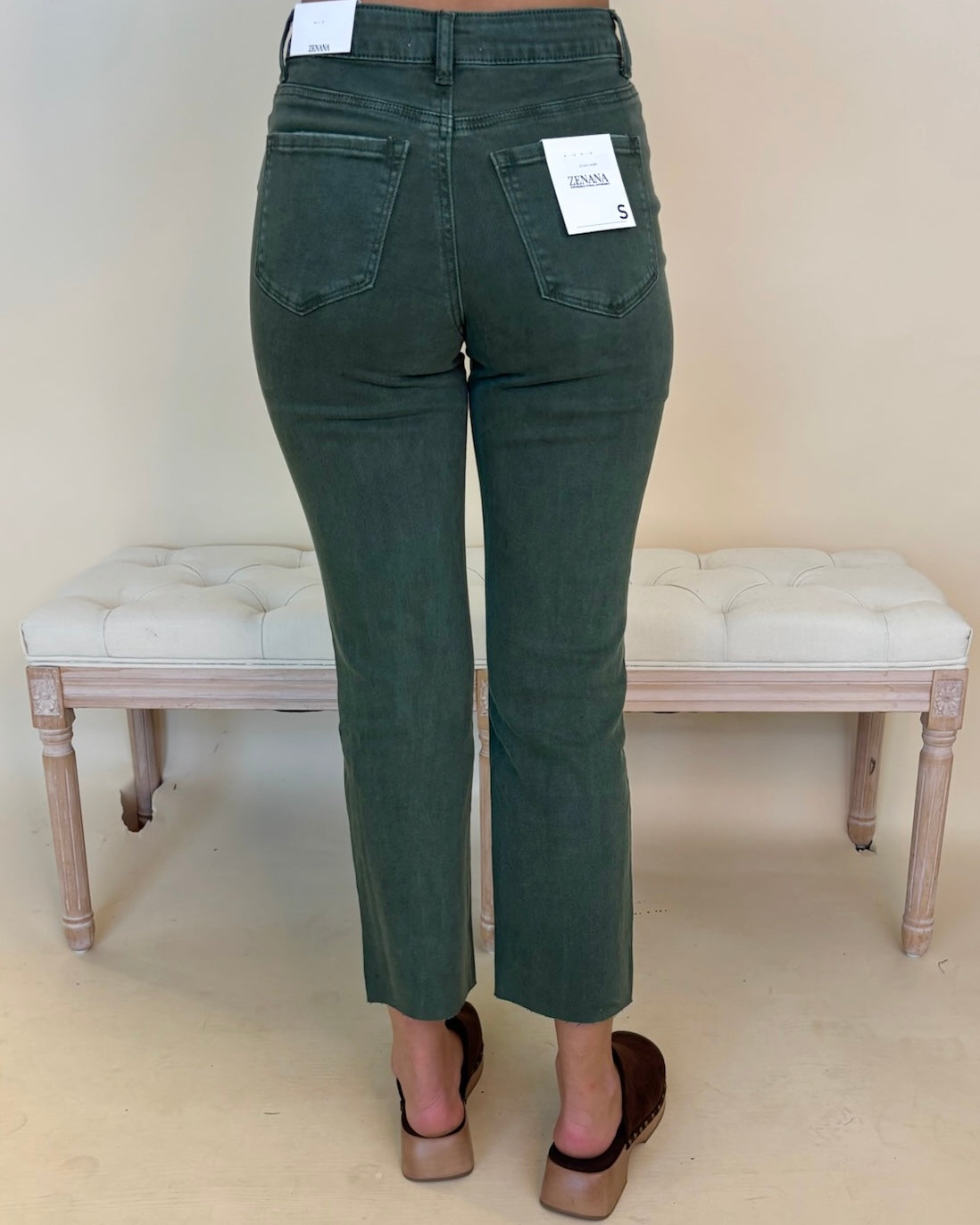 Final Class Dk Olive Acid Washed Straight Pants-Shop-Womens-Boutique-Clothing