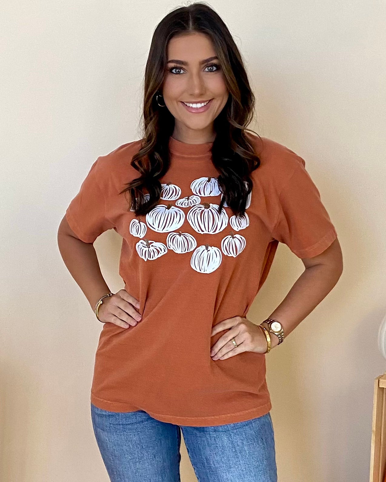 All Fate Orange Pumpkin T-Shirt-Shop-Womens-Boutique-Clothing