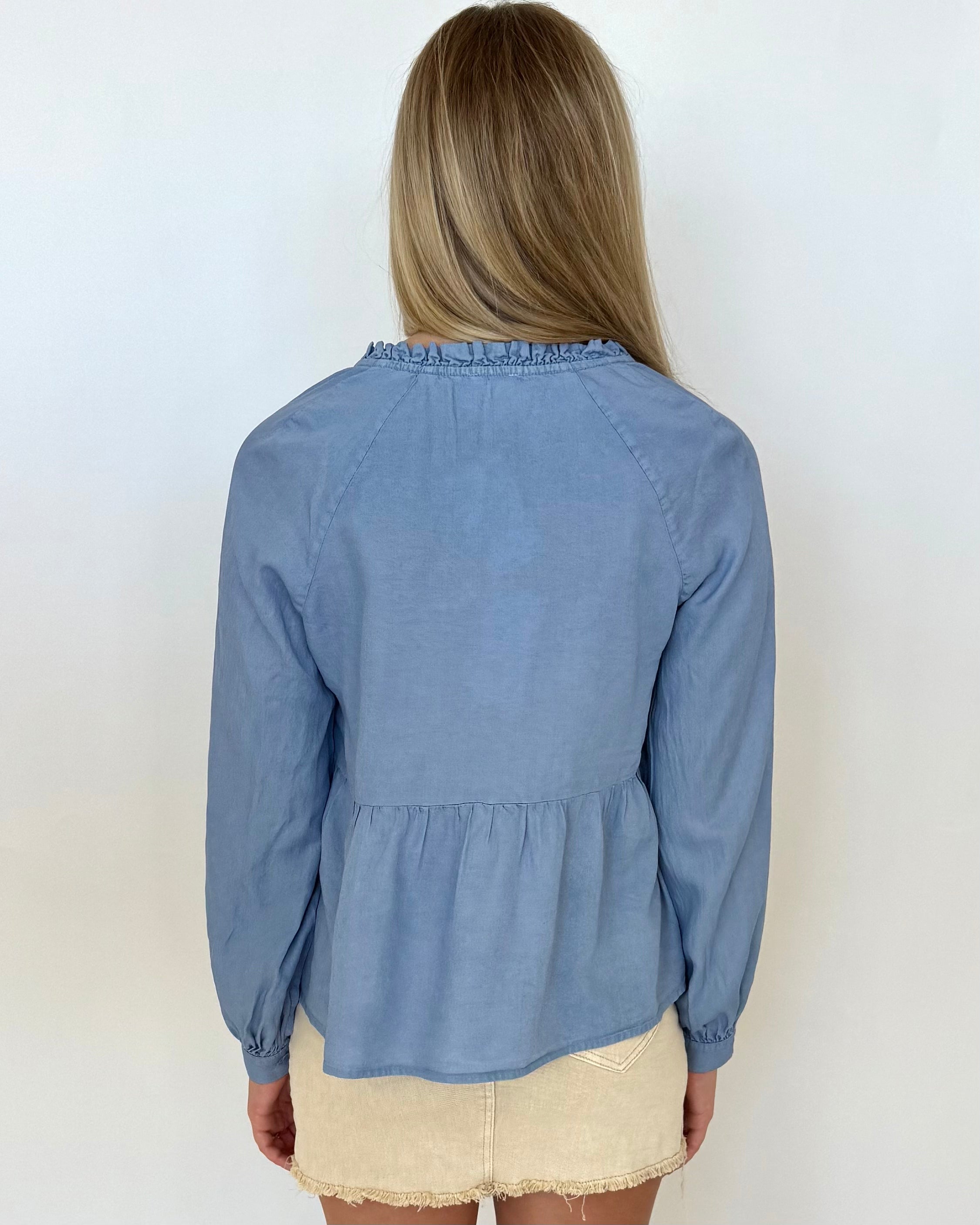 High Ambitions Denim Tie Top-Shop-Womens-Boutique-Clothing