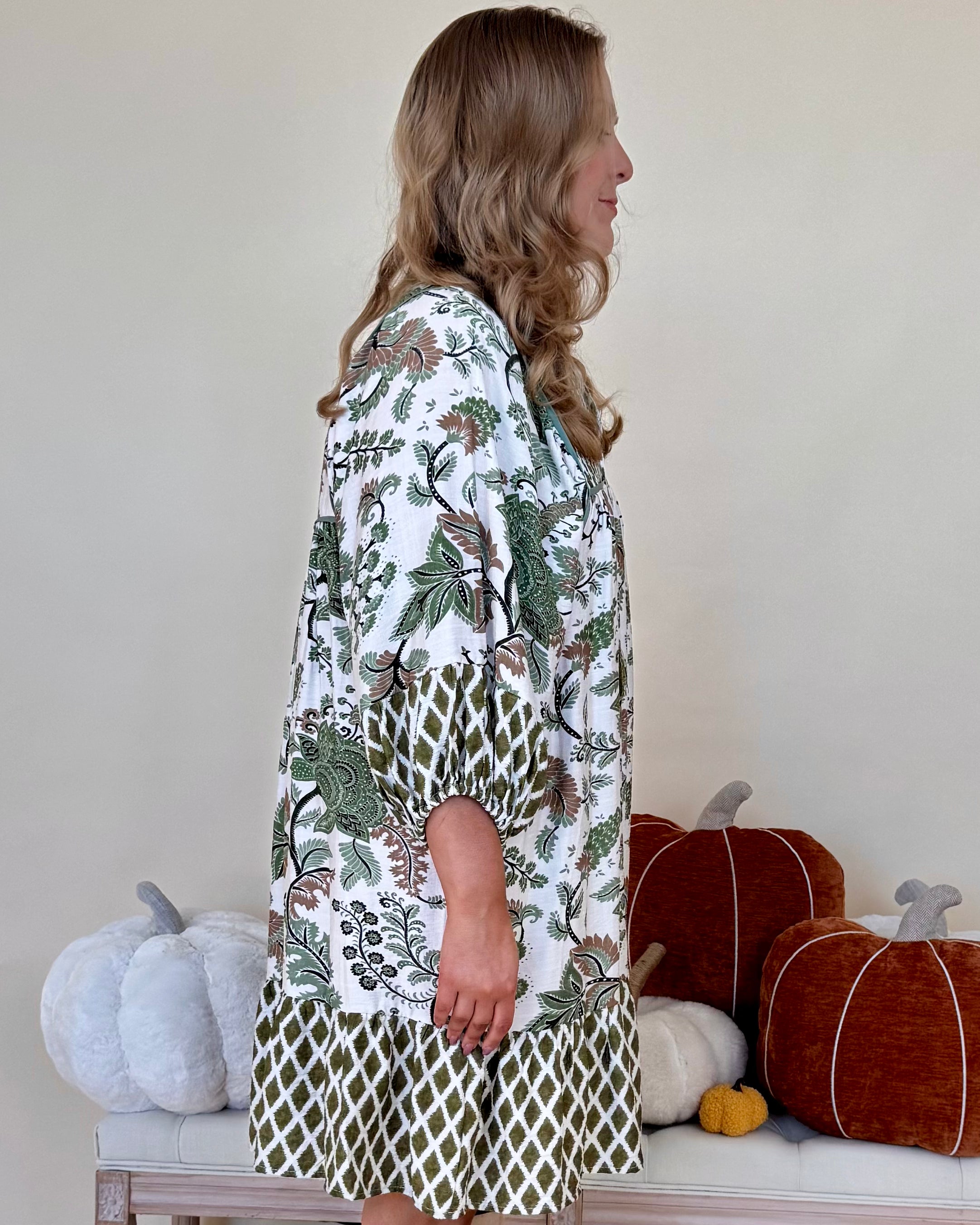 Special To Me Sage Mix Plus Mixed Print Dress-Shop-Womens-Boutique-Clothing