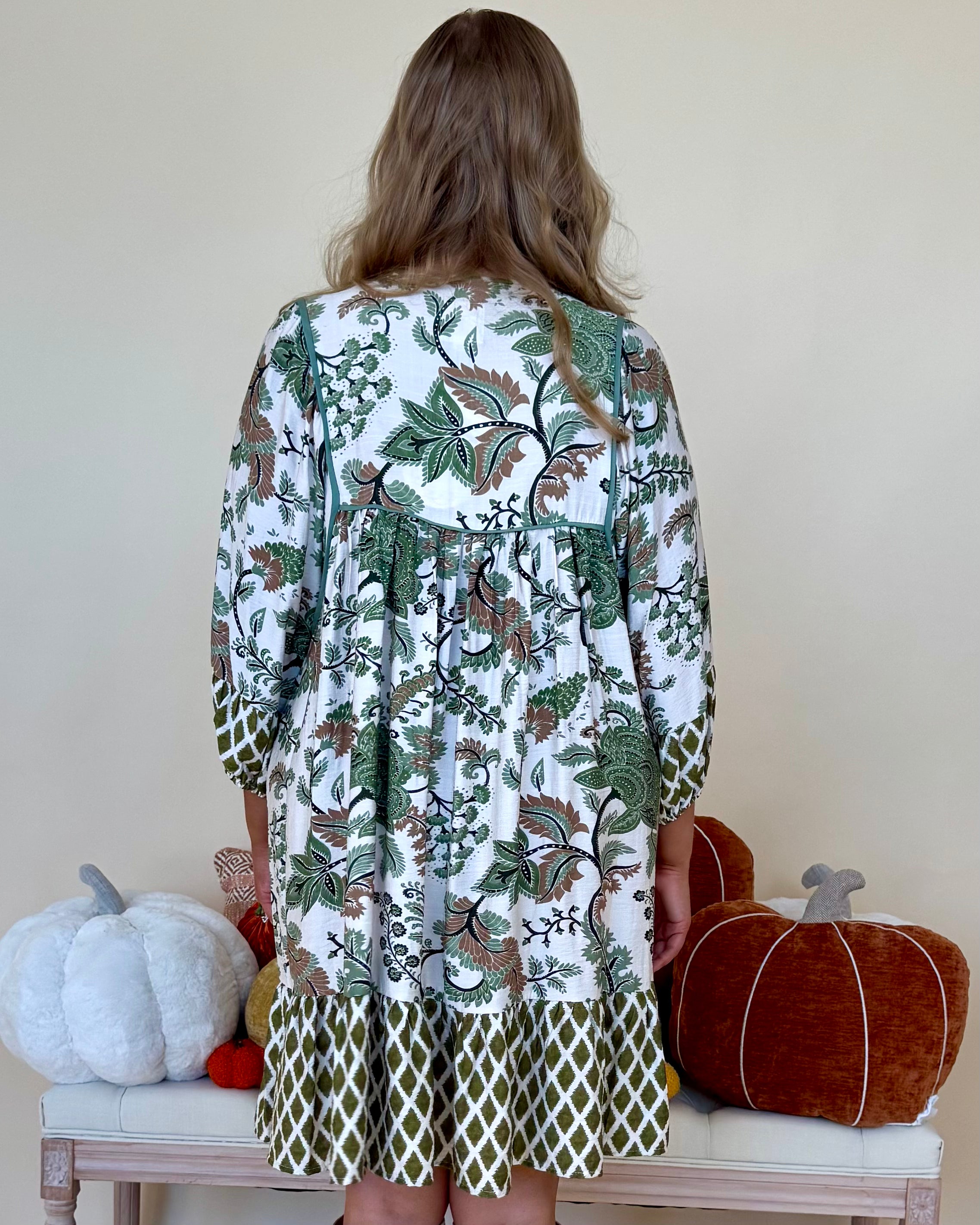 Special To Me Sage Mix Plus Mixed Print Dress-Shop-Womens-Boutique-Clothing