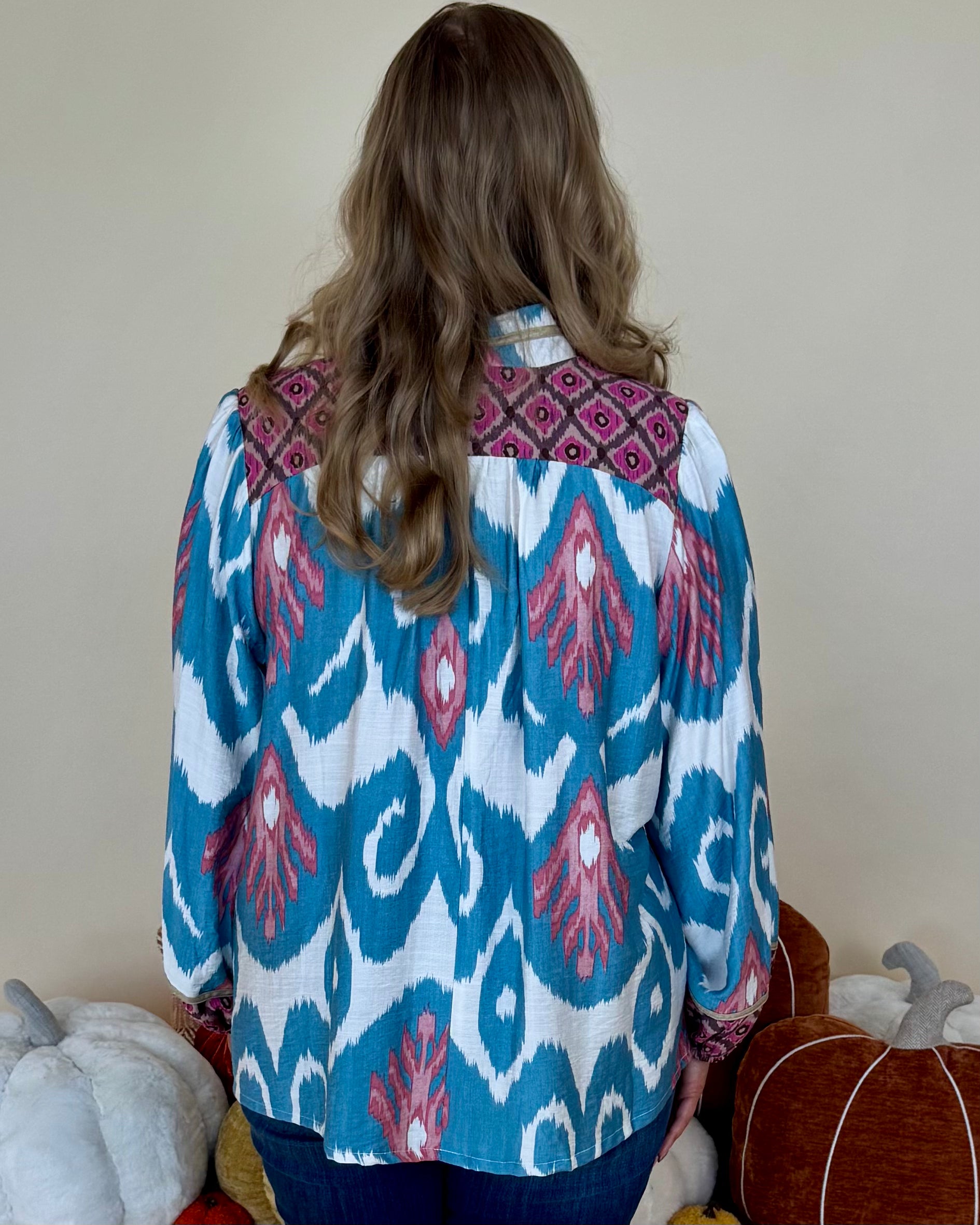 Sweet Serendipity Slate Blue Plus Boho Top-Shop-Womens-Boutique-Clothing