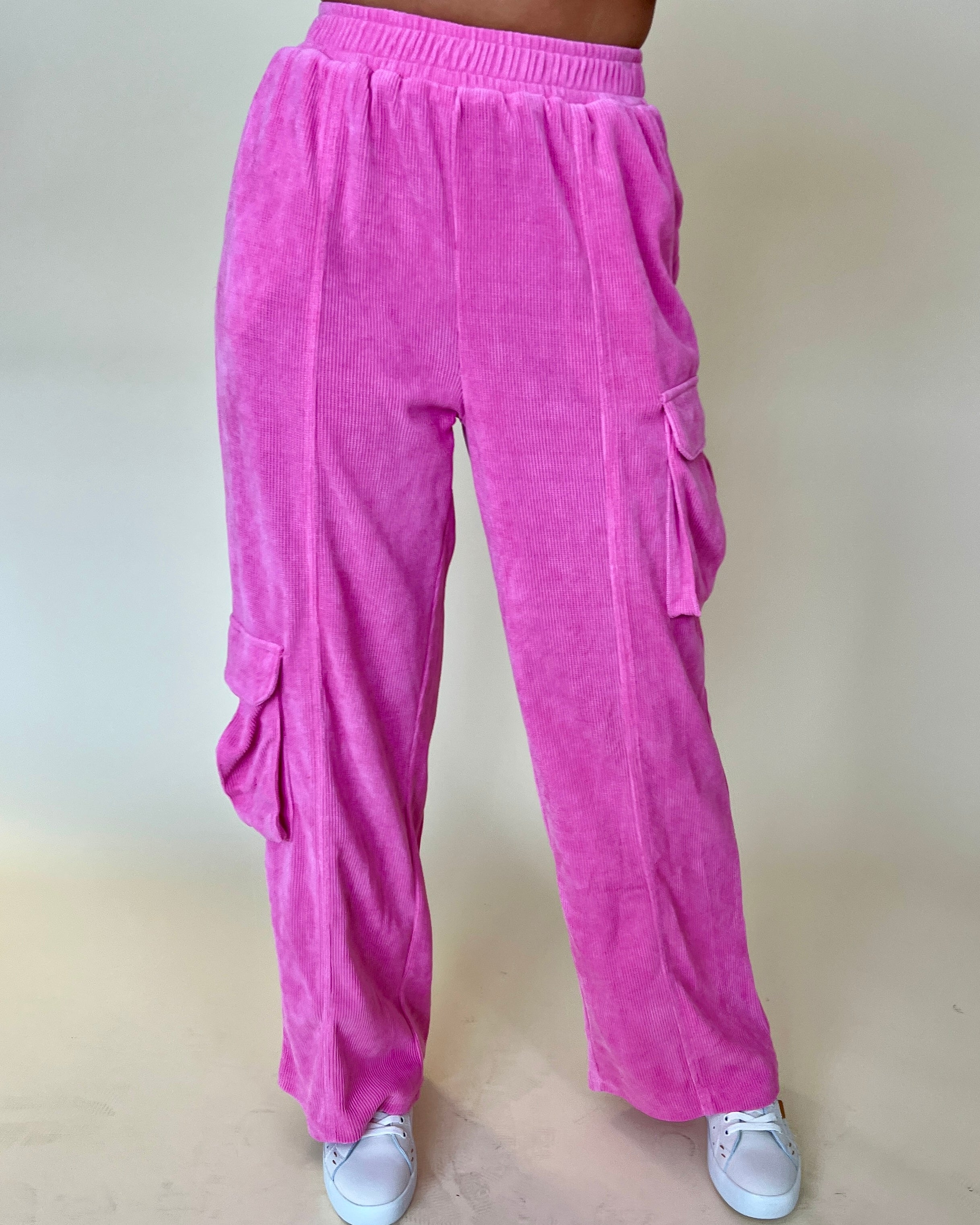 Up To You Pink Ribbed Cargo Pants-Shop-Womens-Boutique-Clothing
