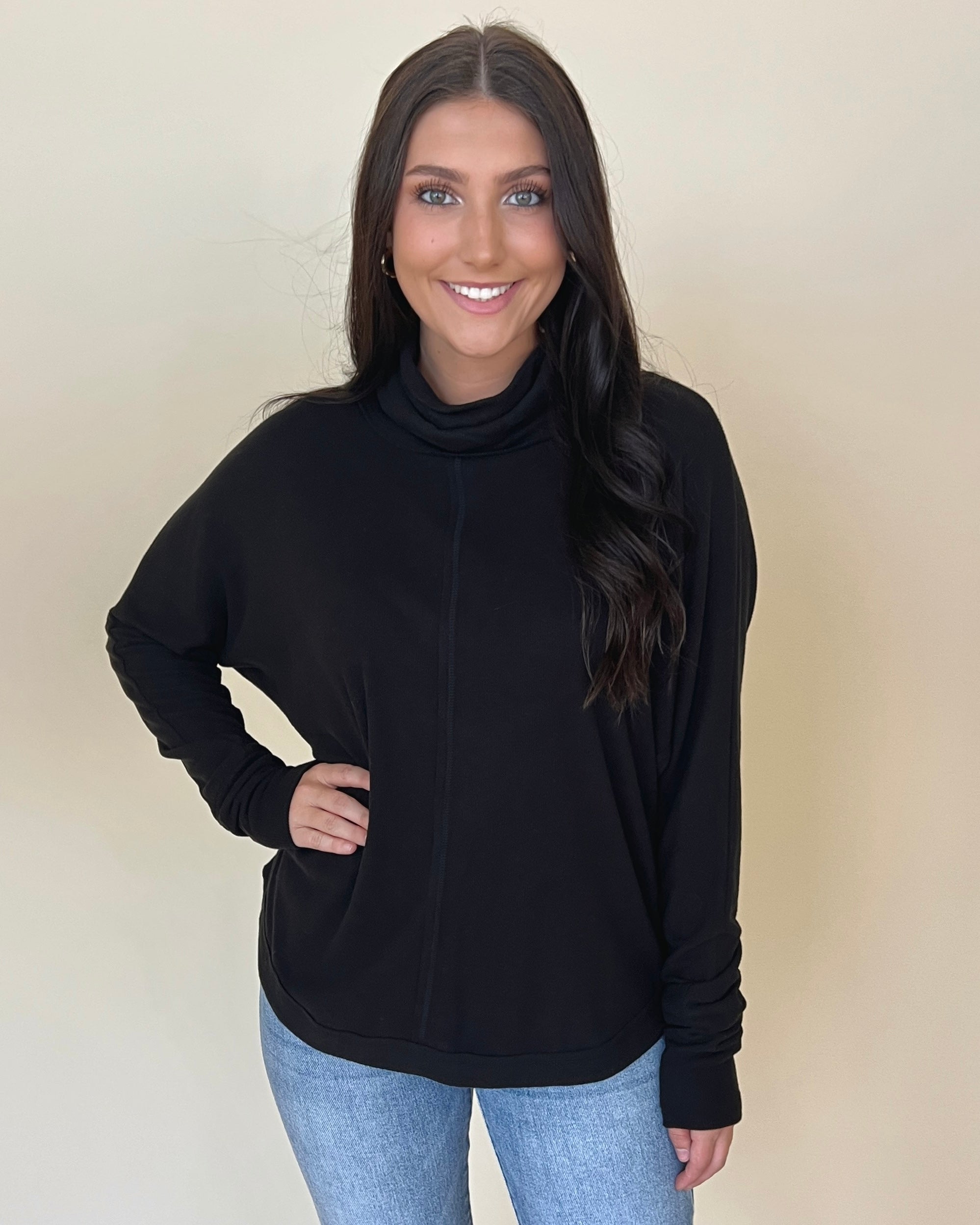 Need To Chill Black Ribbed Turtleneck Top-Shop-Womens-Boutique-Clothing