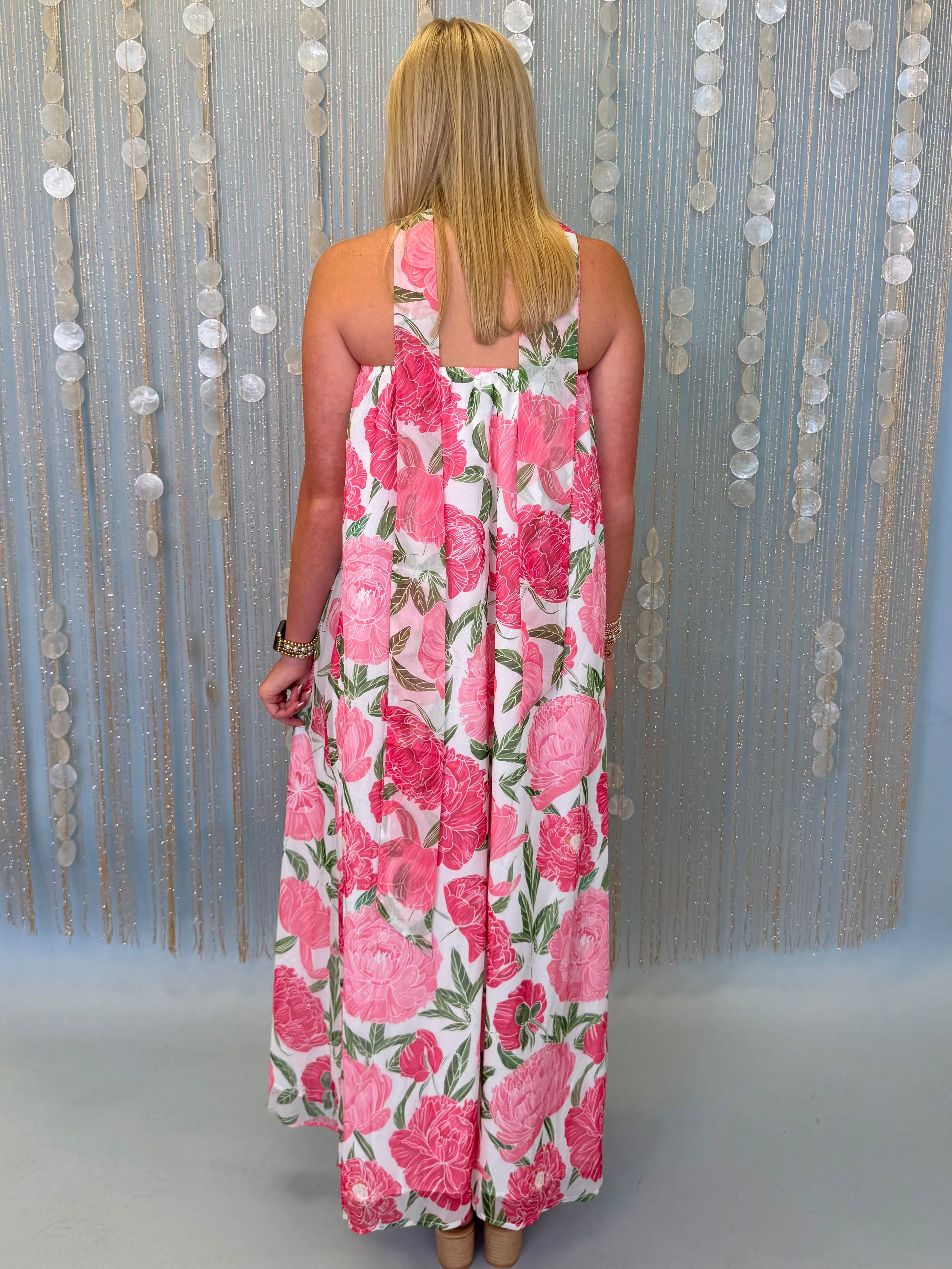 Pretty Avenue Pink Floral Dress W/ Scarf-Shop-Womens-Boutique-Clothing