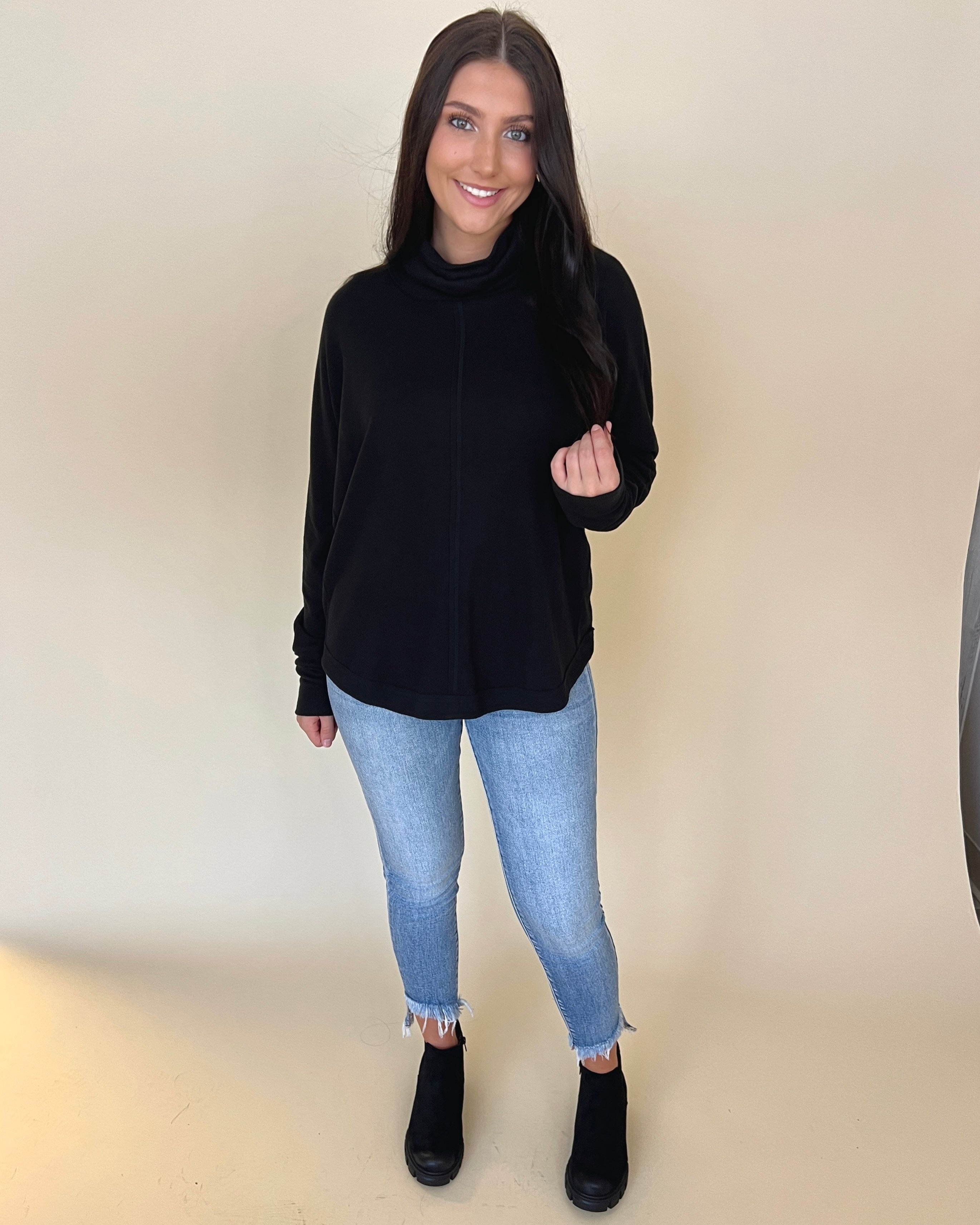 Need To Chill Black Ribbed Turtleneck Top-Shop-Womens-Boutique-Clothing