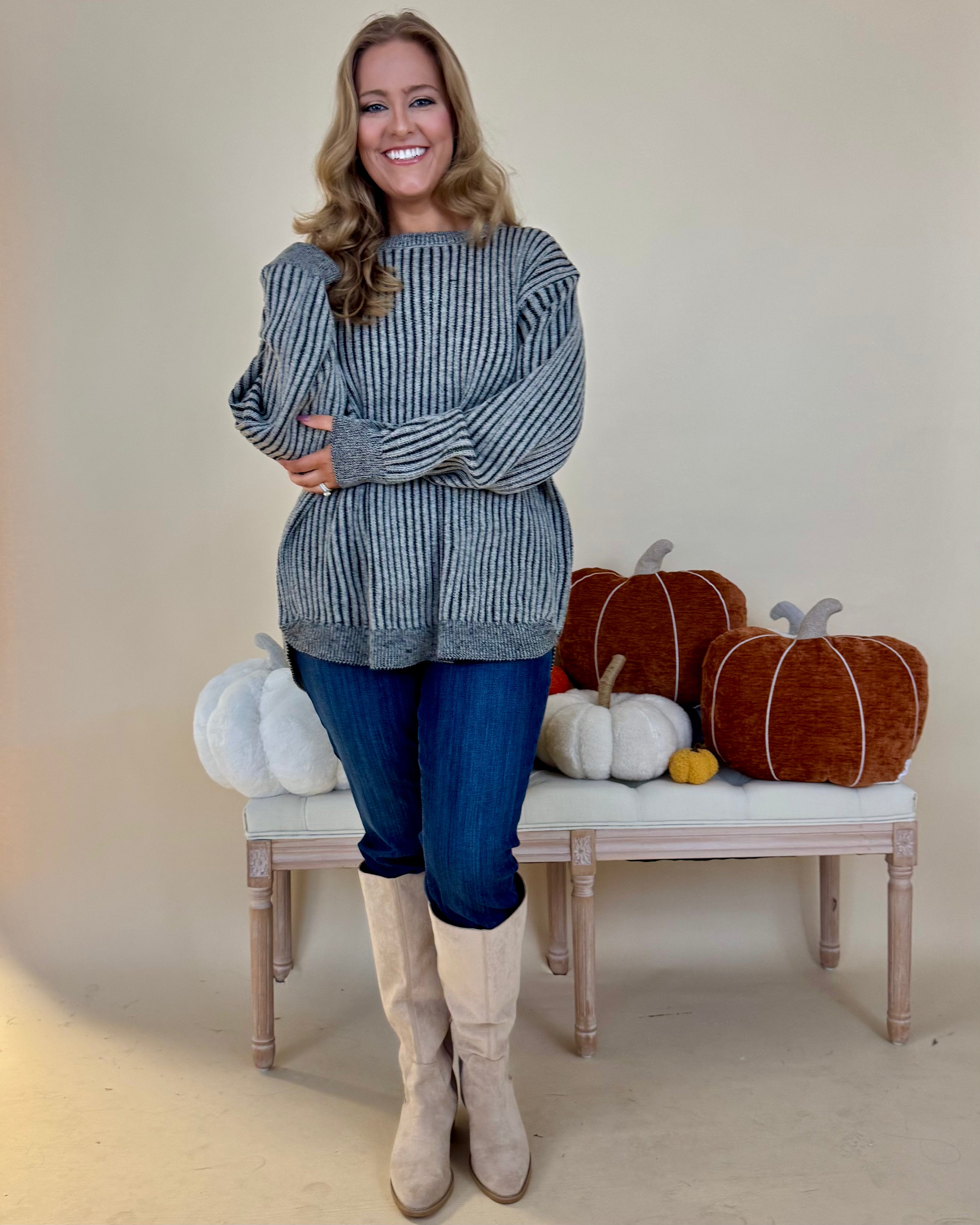 Capture This Black Plus Two-tone Sweater-Shop-Womens-Boutique-Clothing