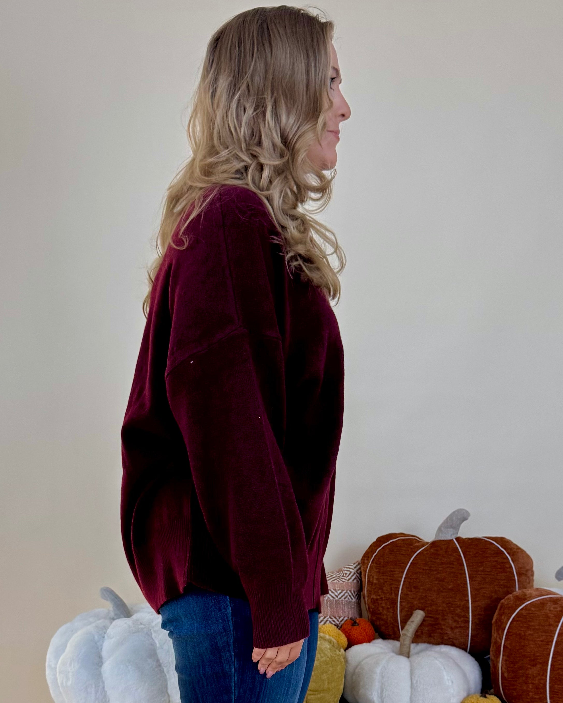 Clear Choice Red Plus Seam Mock Sweater-Shop-Womens-Boutique-Clothing