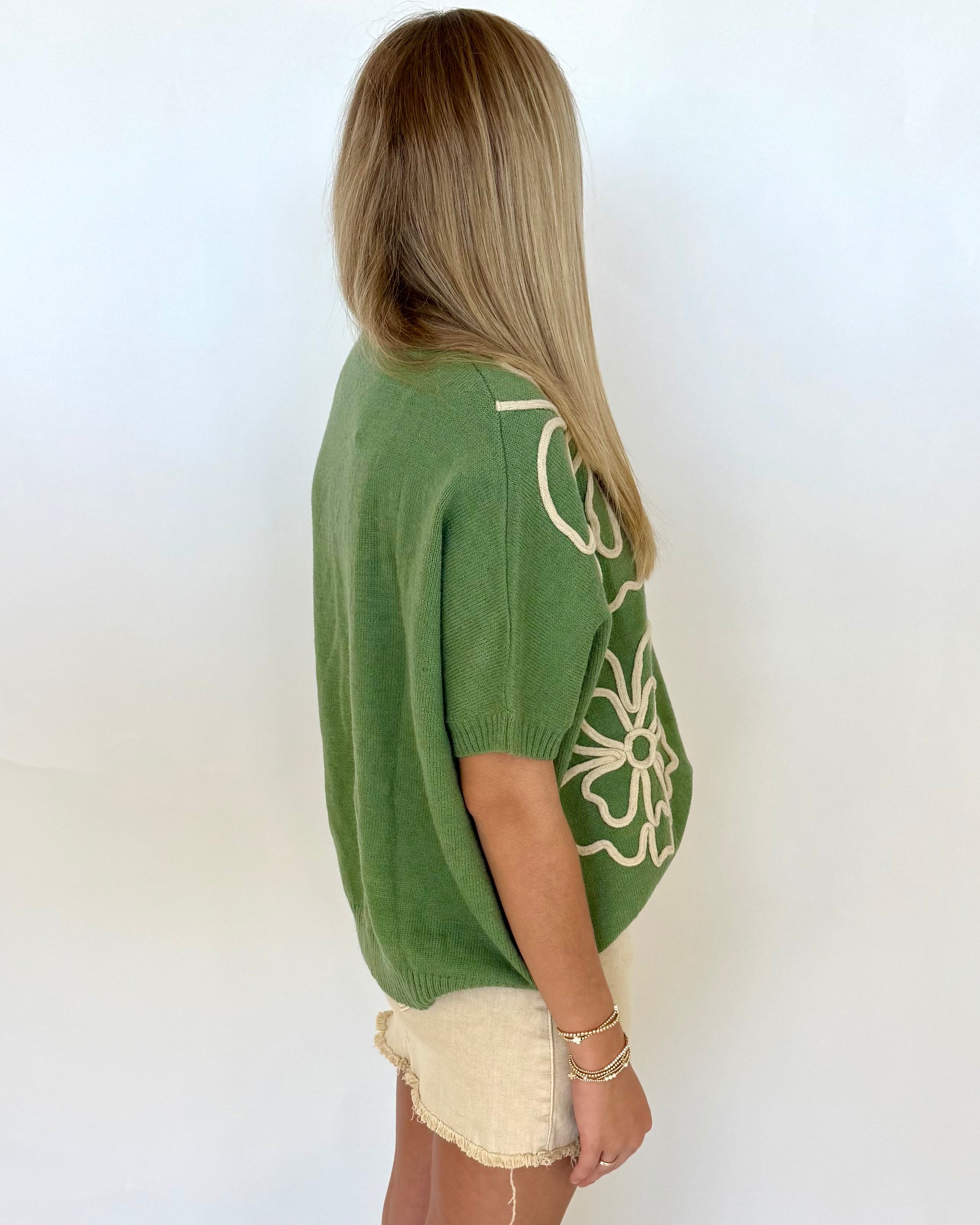 Charmed Life Sage Flower Top-Shop-Womens-Boutique-Clothing