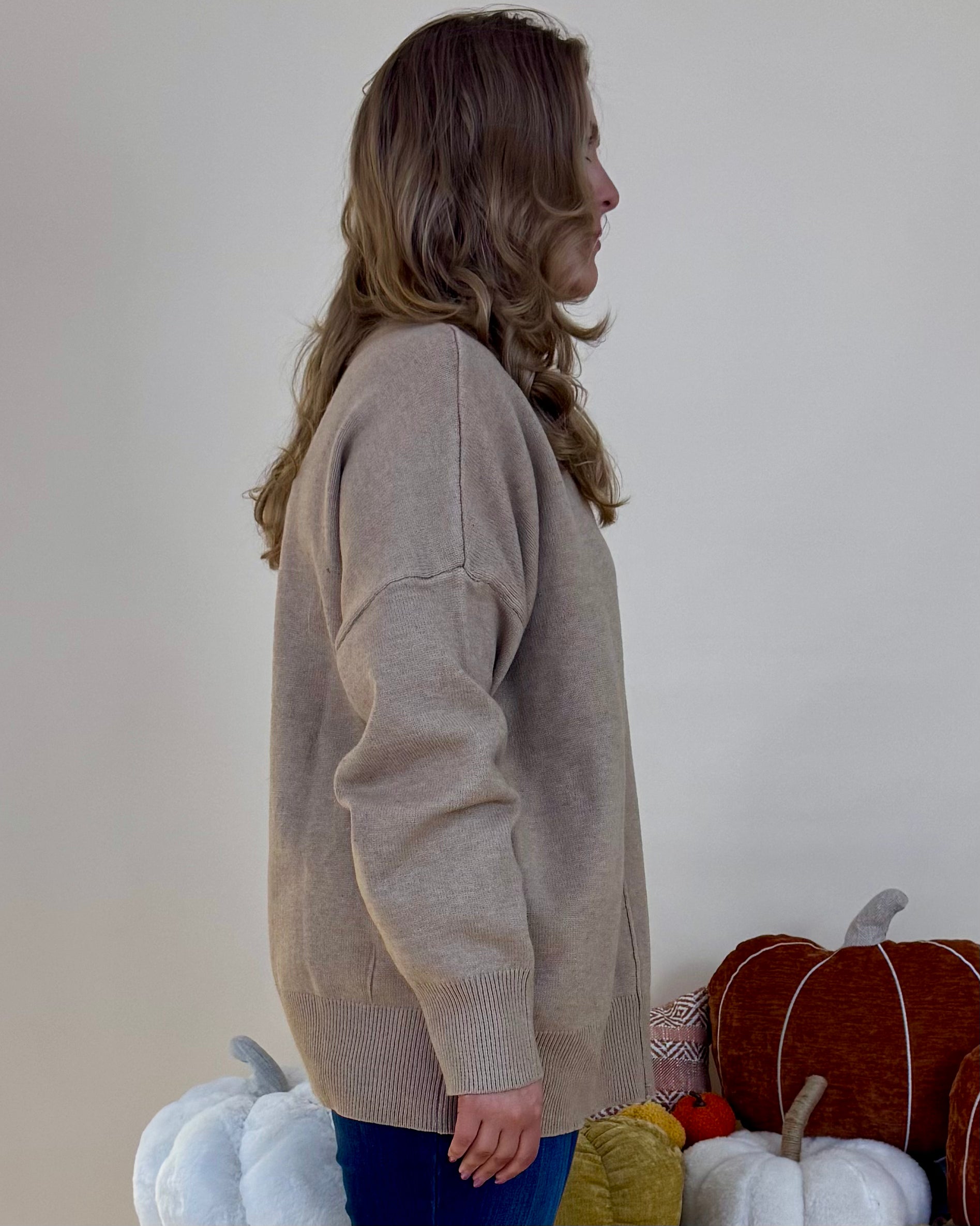 Clear Choice Taupe Plus Seam Mock Sweater-Shop-Womens-Boutique-Clothing