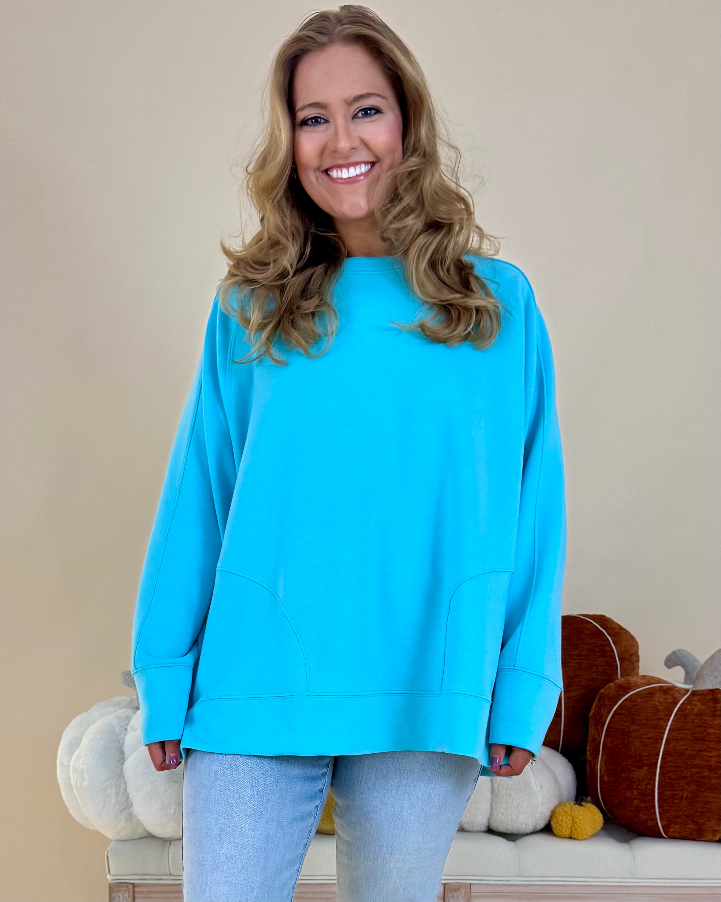 Chill Vibe Mint Plus Scuba Sweatshirt-Shop-Womens-Boutique-Clothing