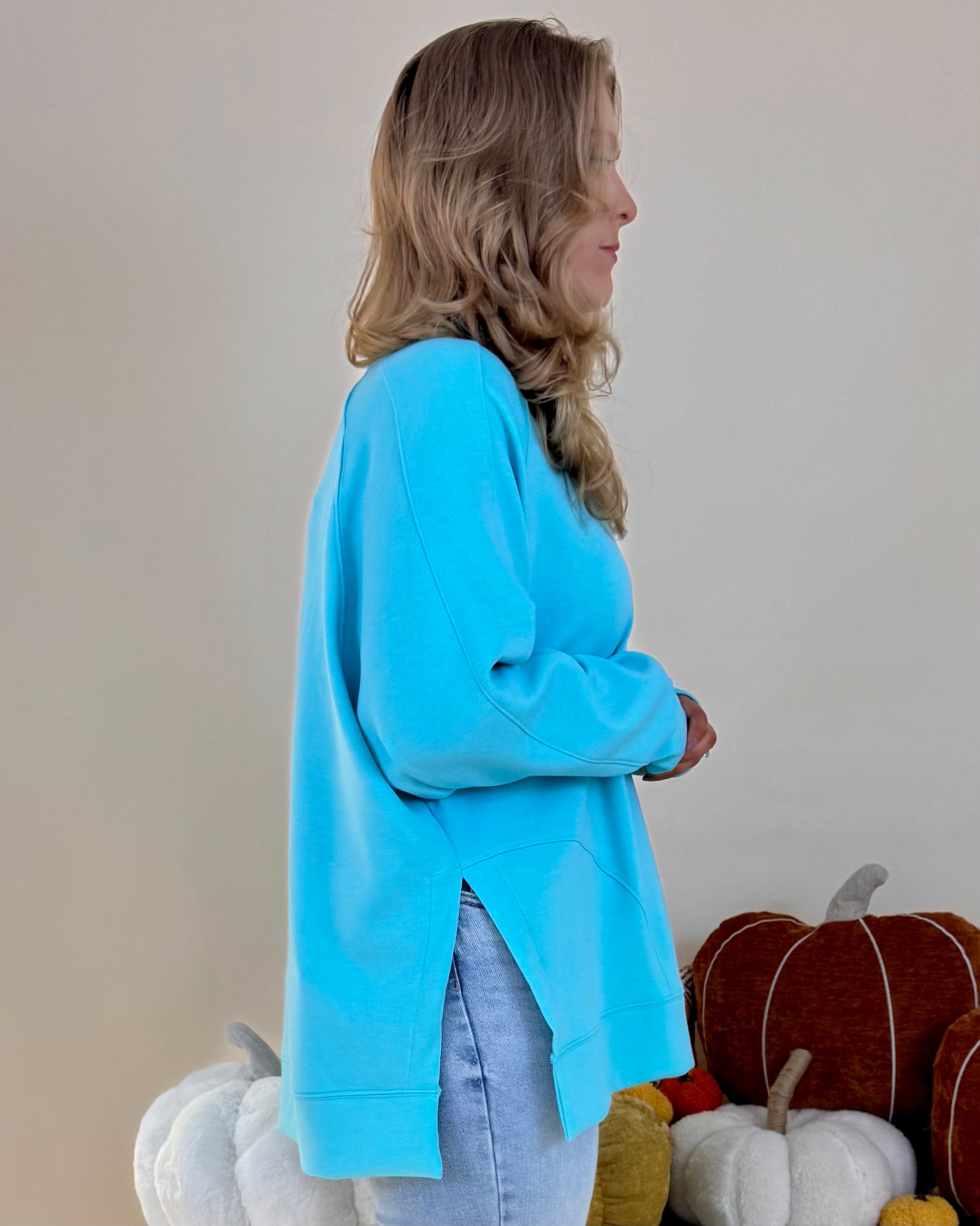 Chill Vibe Mint Plus Scuba Sweatshirt-Shop-Womens-Boutique-Clothing