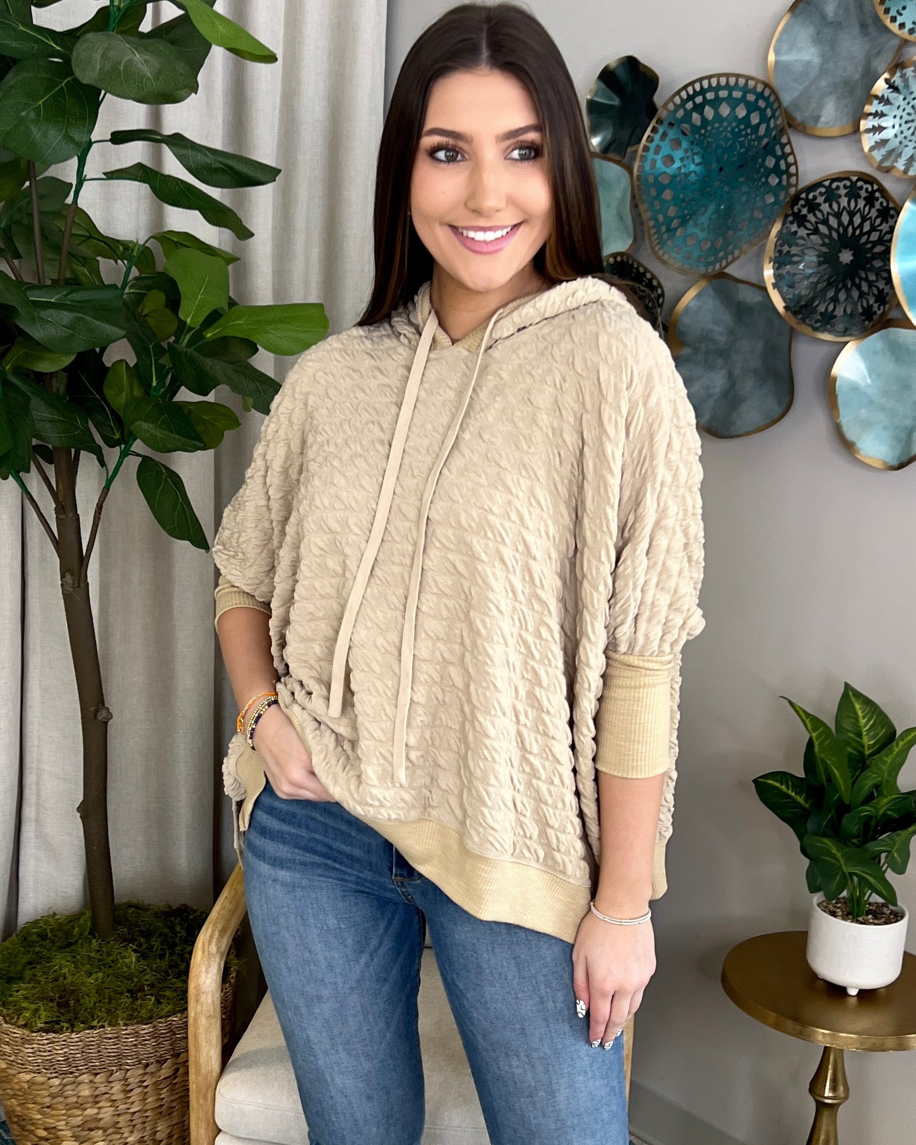 All On You Khaki Puff Textured Top-Shop-Womens-Boutique-Clothing