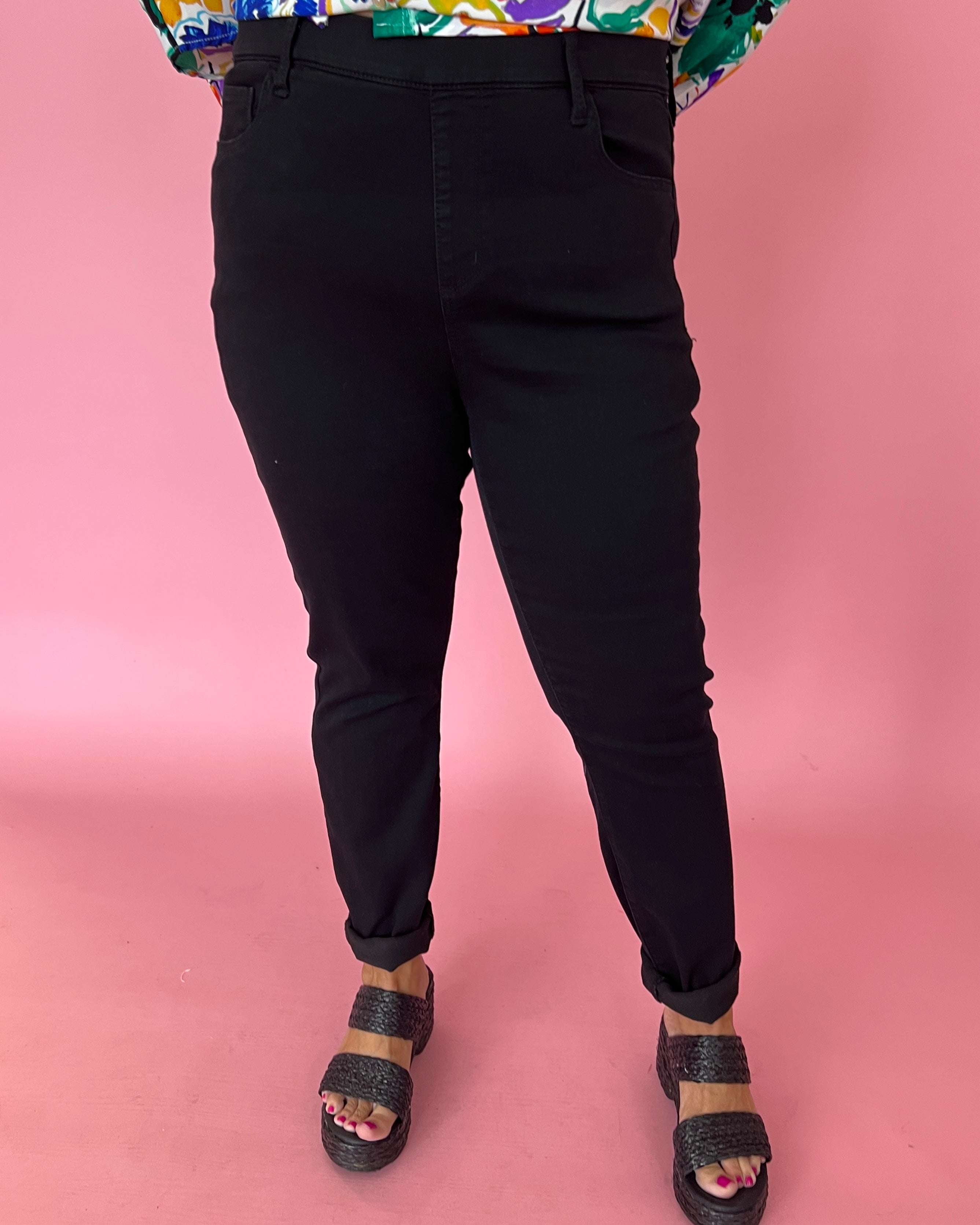 Casual Feelings Plus Black Pull On Jeans-Shop-Womens-Boutique-Clothing