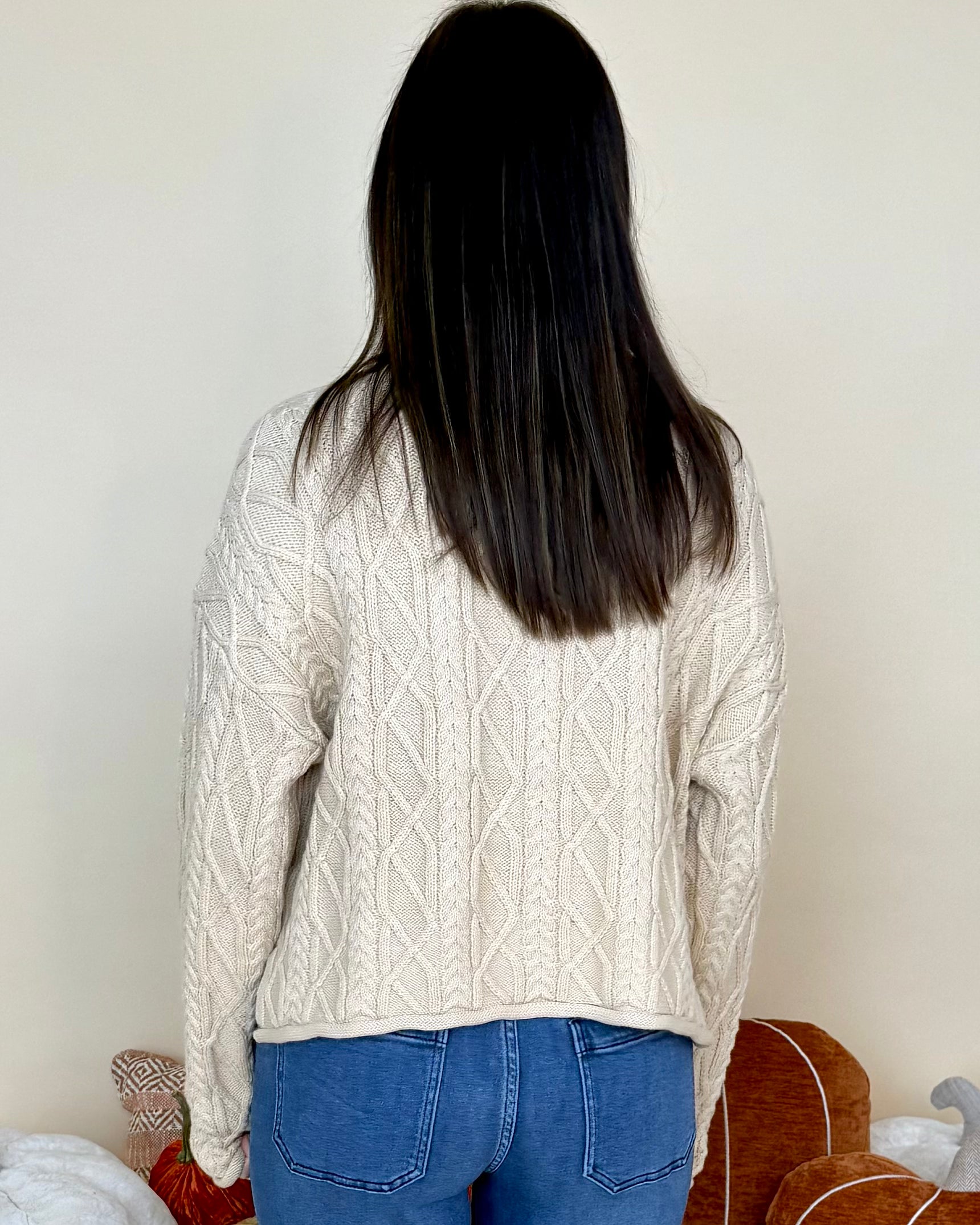 Feeling Your Best Natural Cable Knit Sweater-Shop-Womens-Boutique-Clothing
