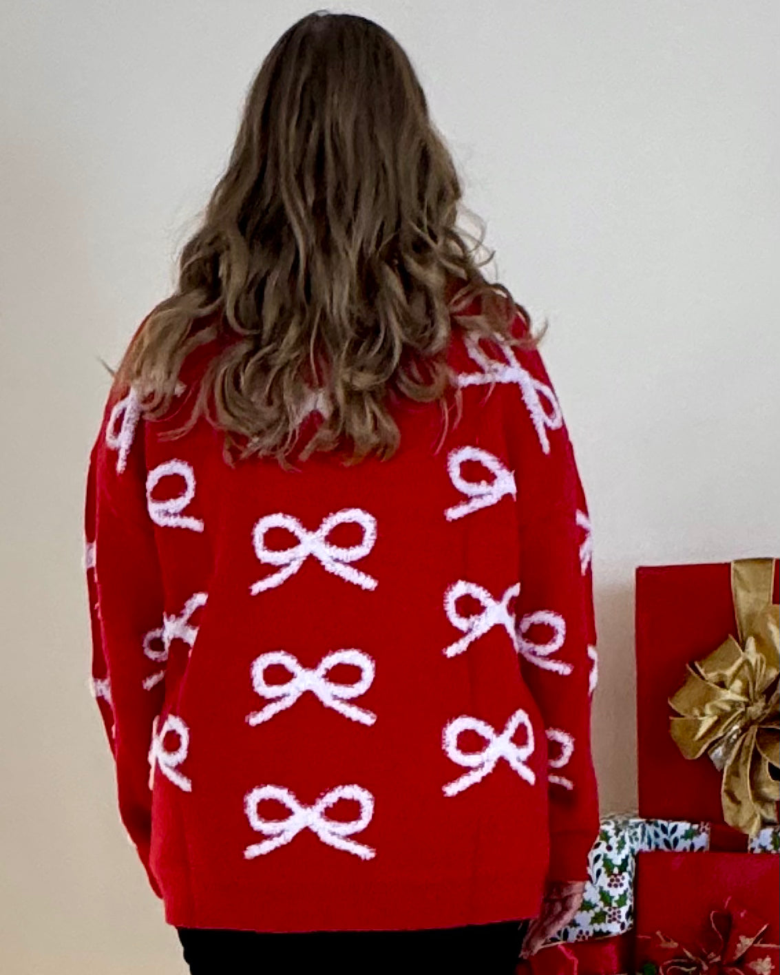 Very So Merry Red Plus White Ribbon Bow Sweater-Shop-Womens-Boutique-Clothing