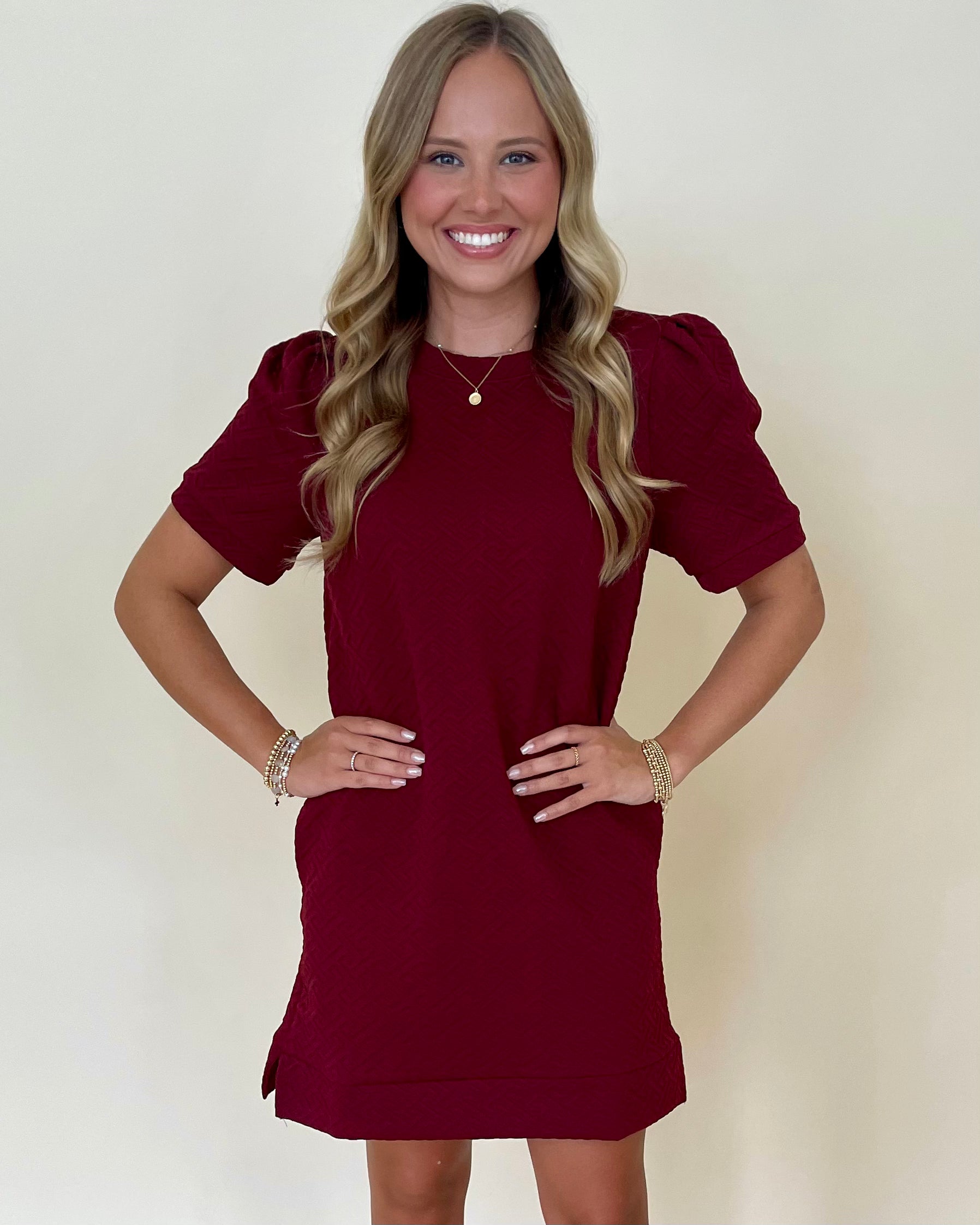 Here To Stay Wine Textured Dress-Shop-Womens-Boutique-Clothing