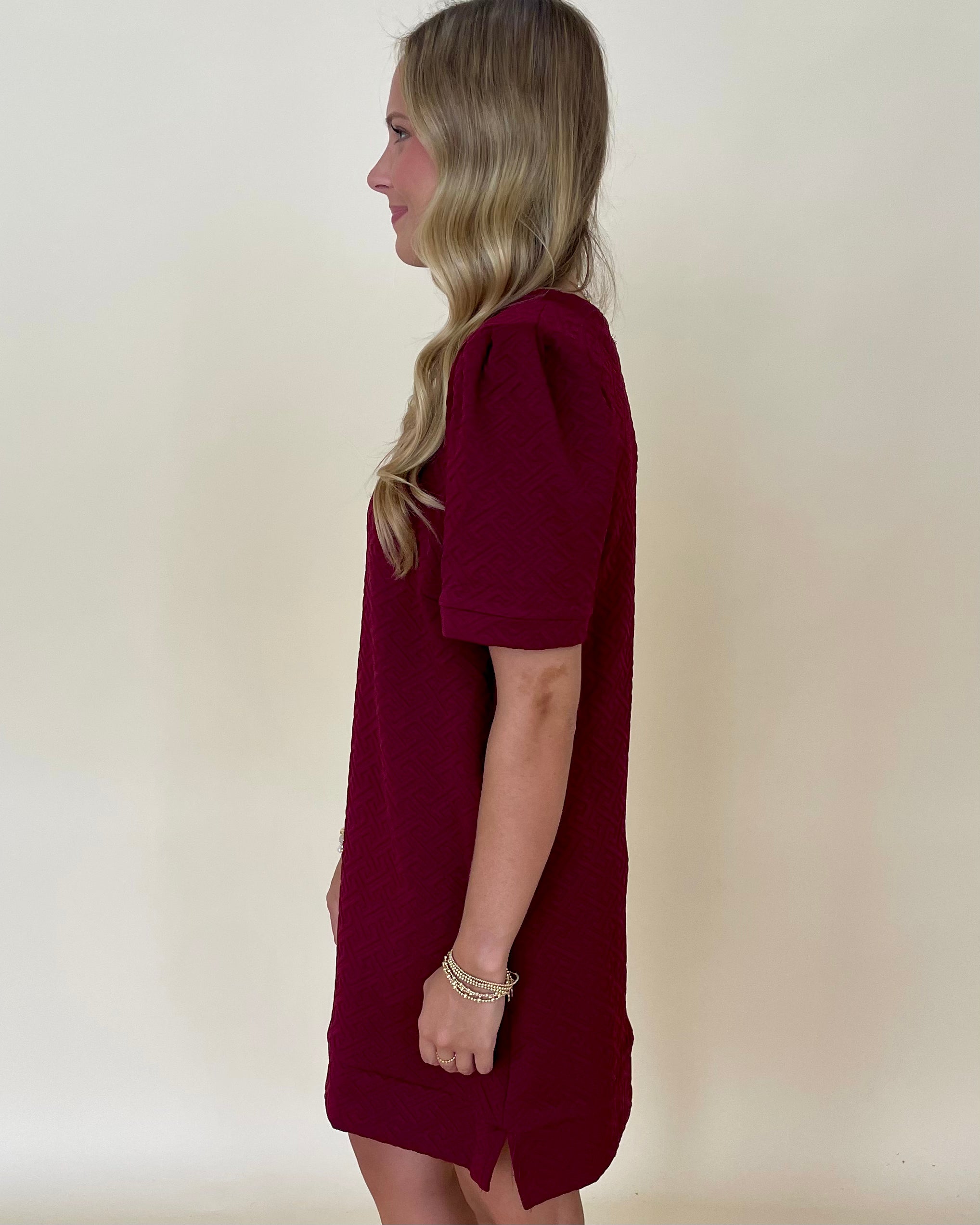 Here To Stay Wine Textured Dress-Shop-Womens-Boutique-Clothing