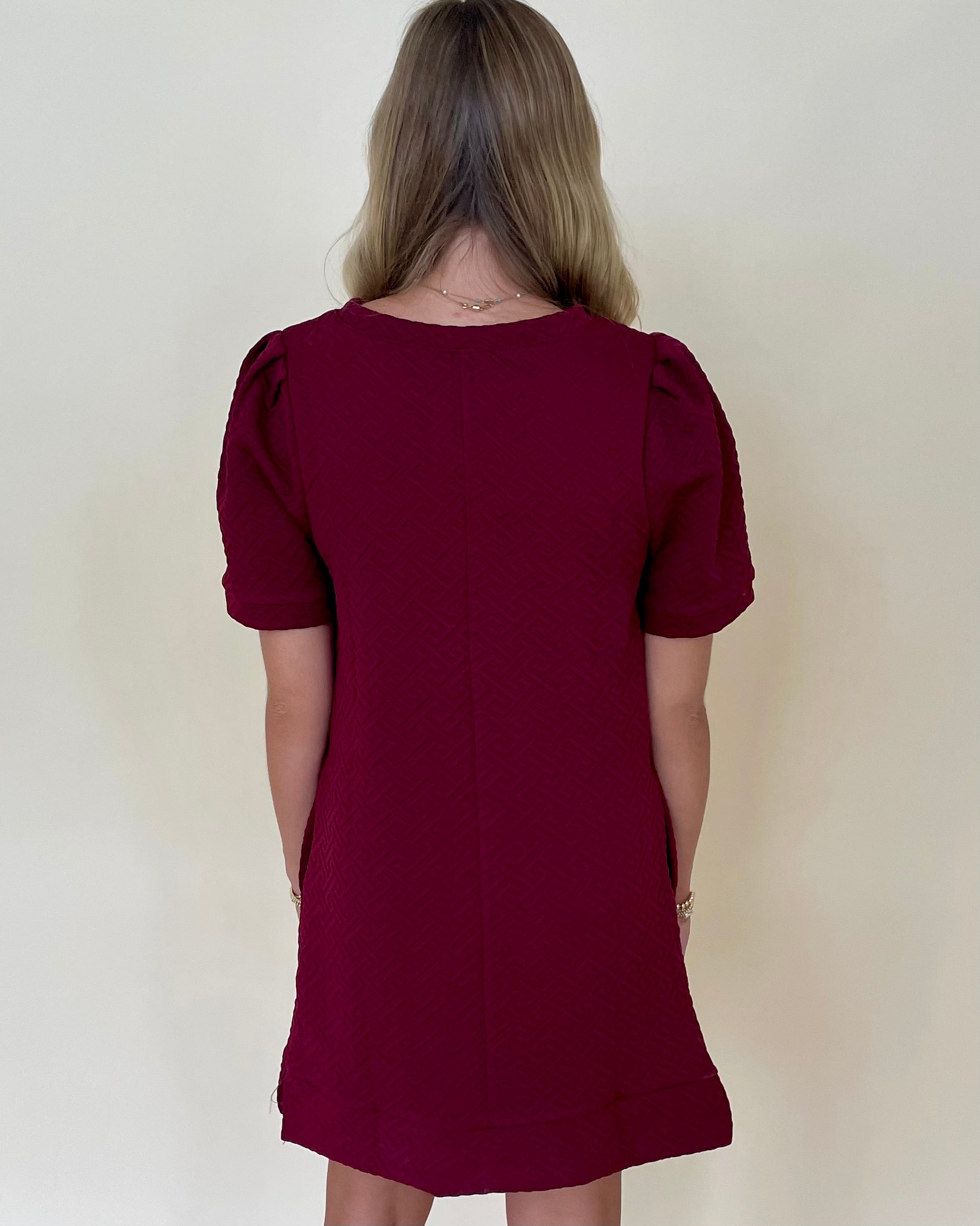 Here To Stay Wine Textured Dress-Shop-Womens-Boutique-Clothing