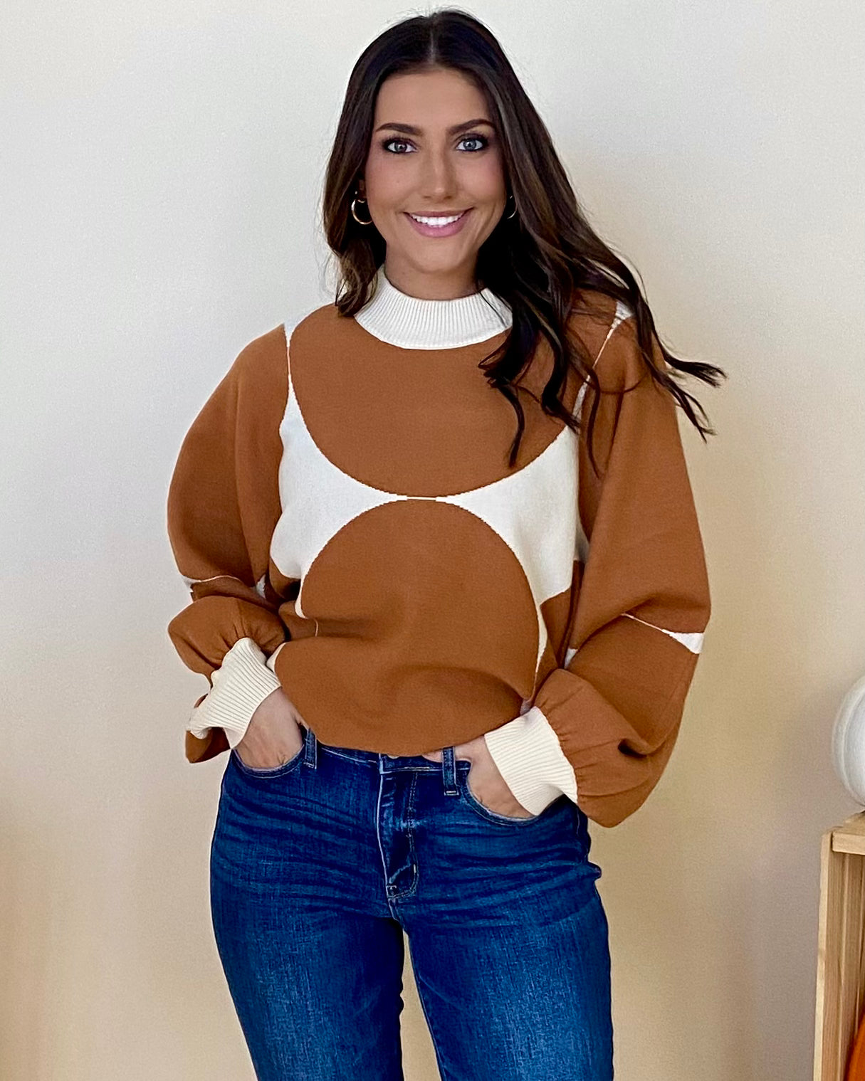 For Fun Cream/Toffee Dot Sweater-Shop-Womens-Boutique-Clothing