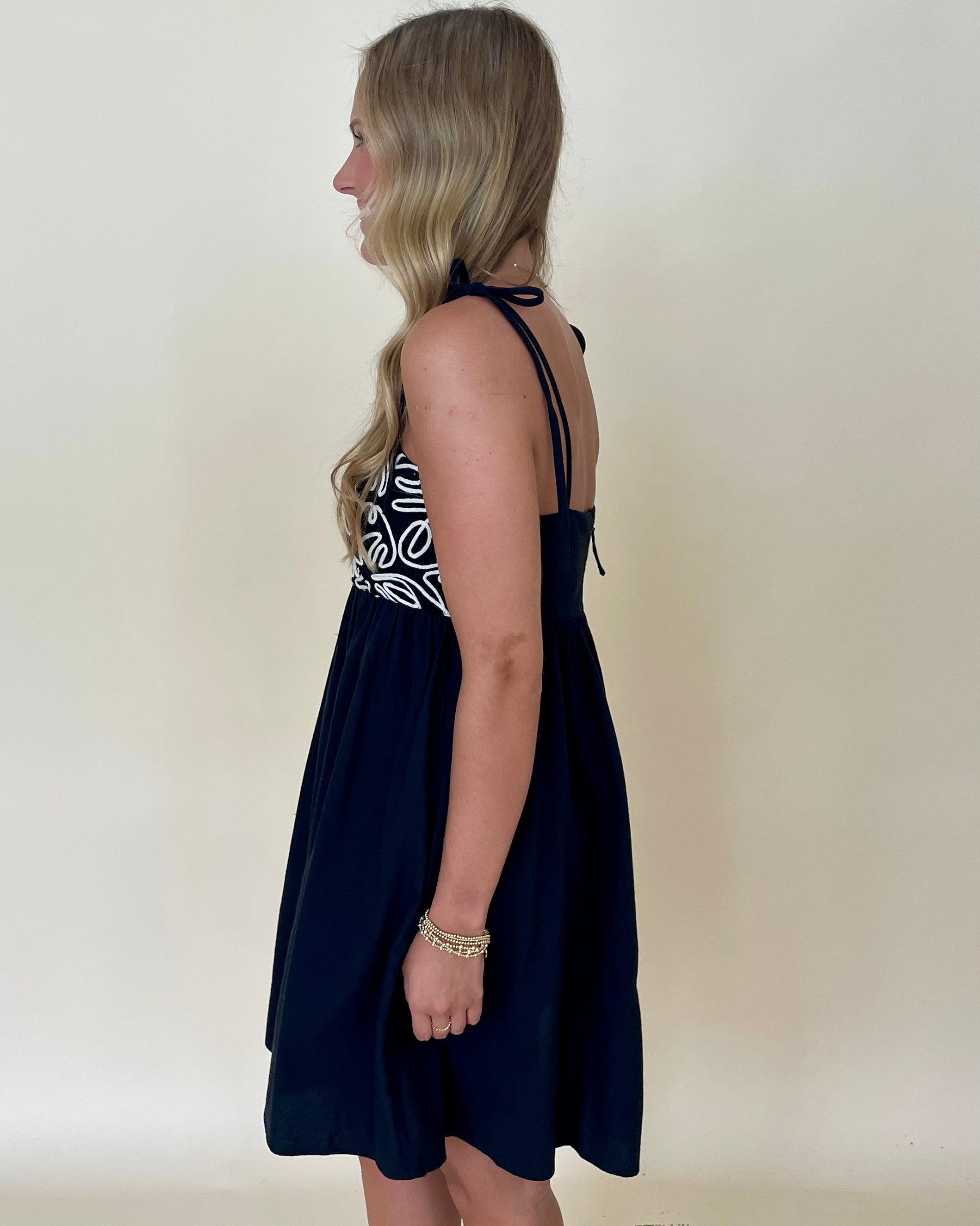 Cheering On Black Embroidery Dress-Shop-Womens-Boutique-Clothing