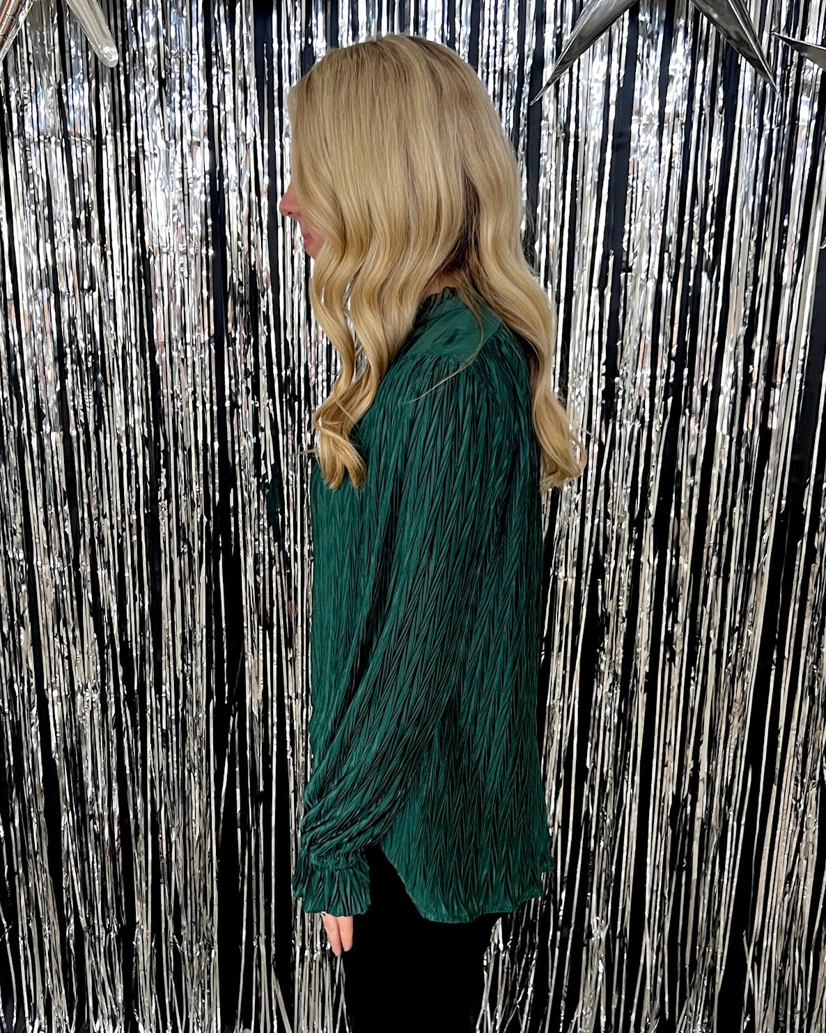So Blissful Hunter Green Pleated Satin Top-Shop-Womens-Boutique-Clothing