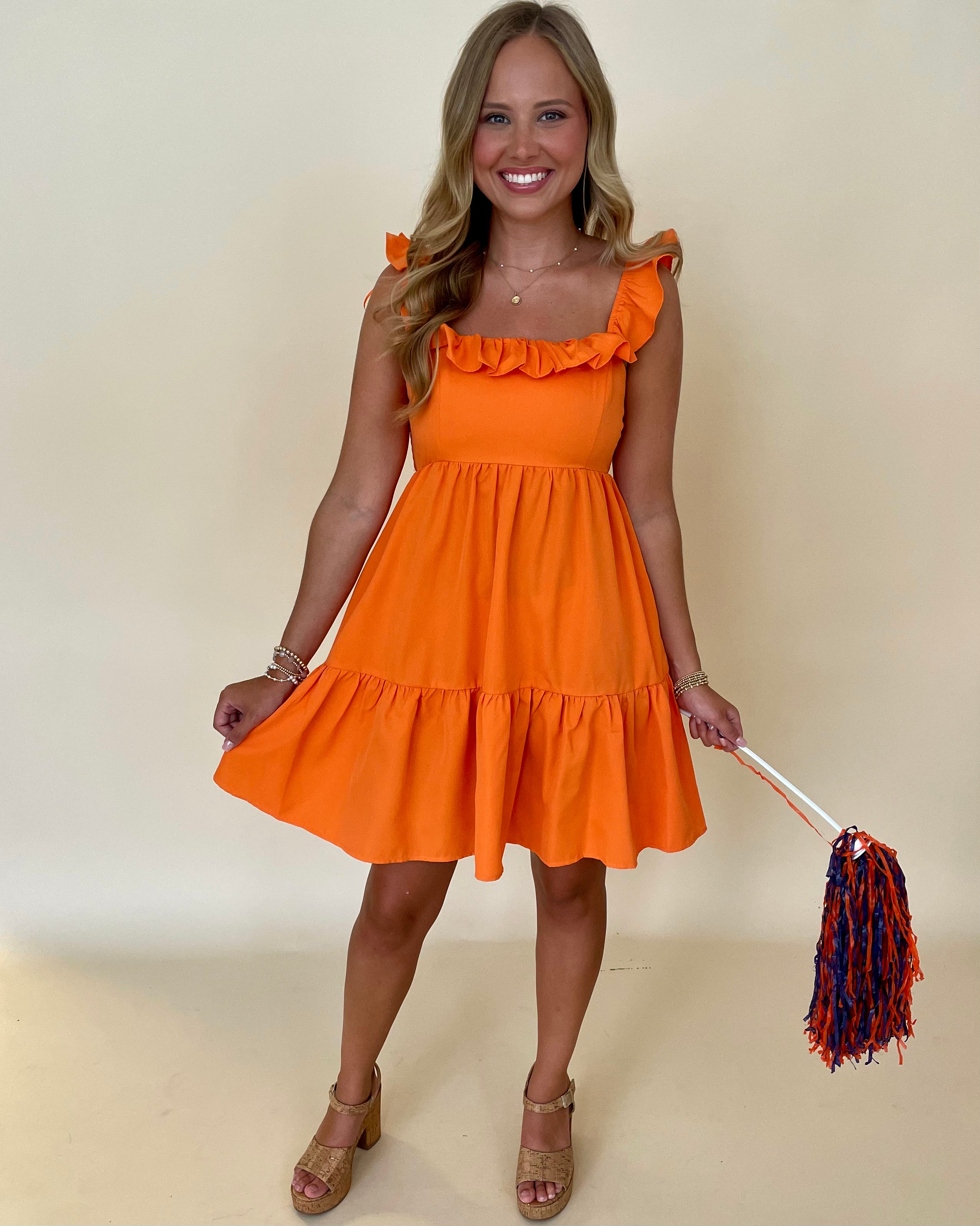 A Win Bright Orange Smock Dress-Shop-Womens-Boutique-Clothing