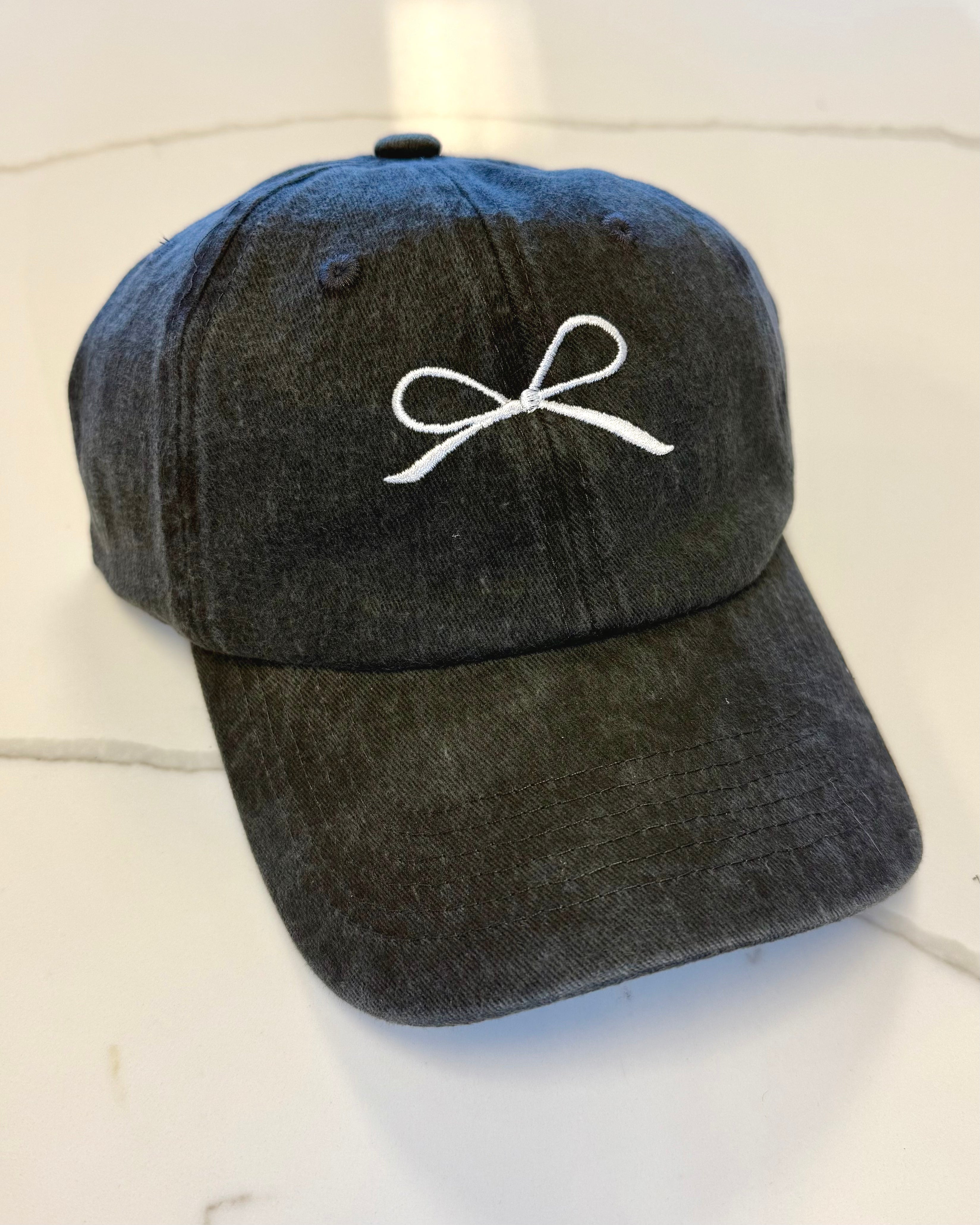 Black Ribbon Embroidered Hat-Regular-Shop-Womens-Boutique-Clothing