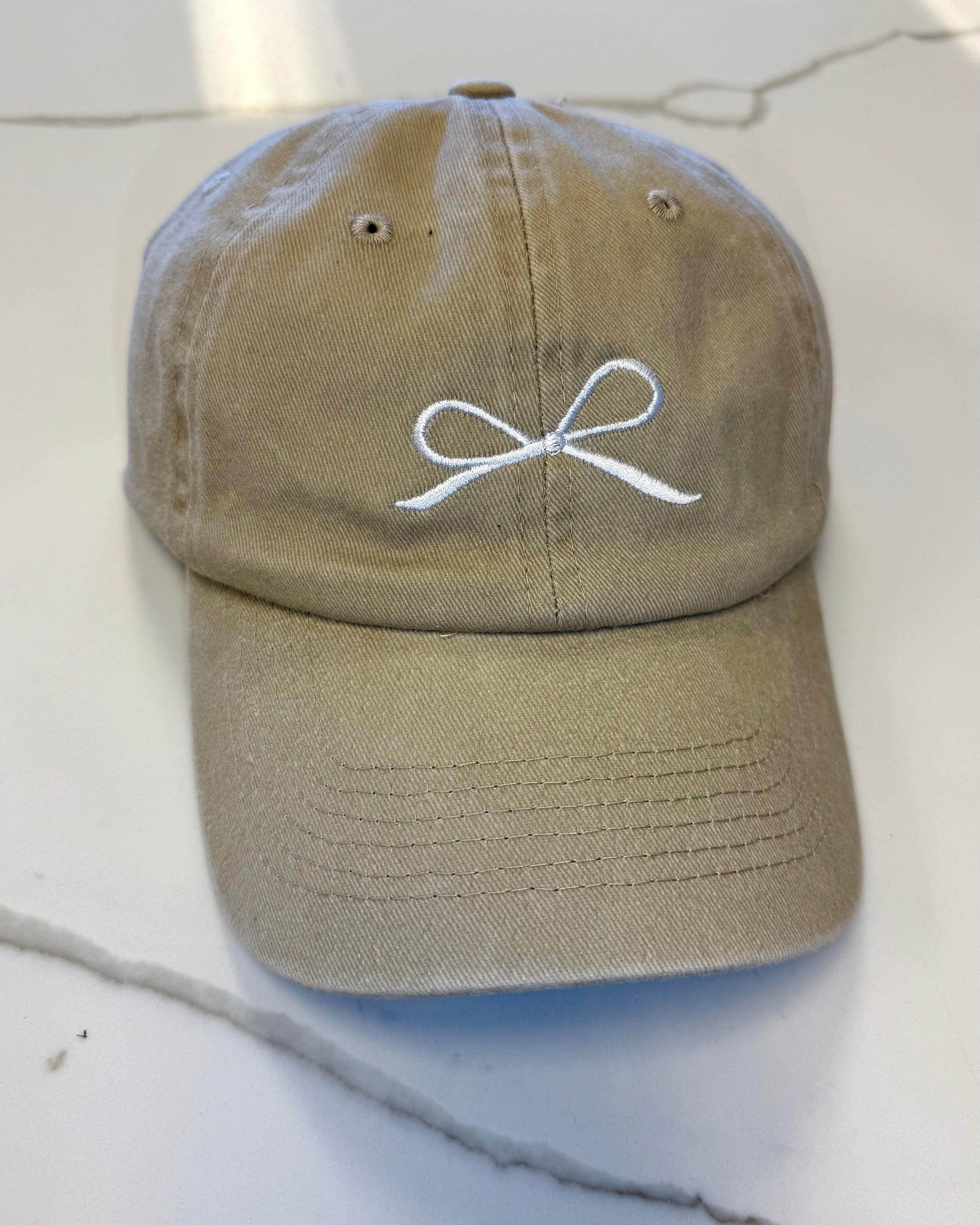 Ash Mocha Ribbon Embroidered Hat-Regular-Shop-Womens-Boutique-Clothing