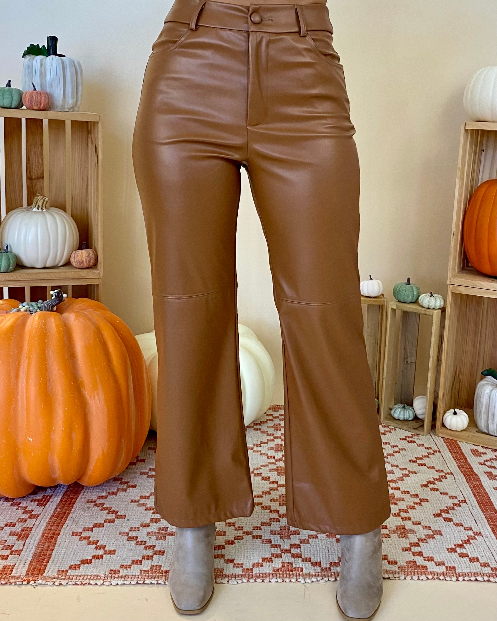 Say It All Mocha Faux Leather Pants-Shop-Womens-Boutique-Clothing