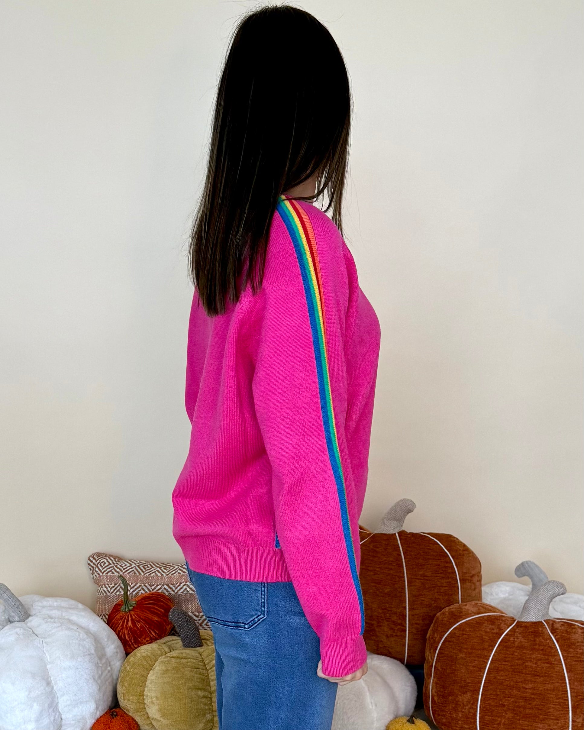 Fresh Perspective Fuchsia Rainbow Contrast Sweater-Shop-Womens-Boutique-Clothing