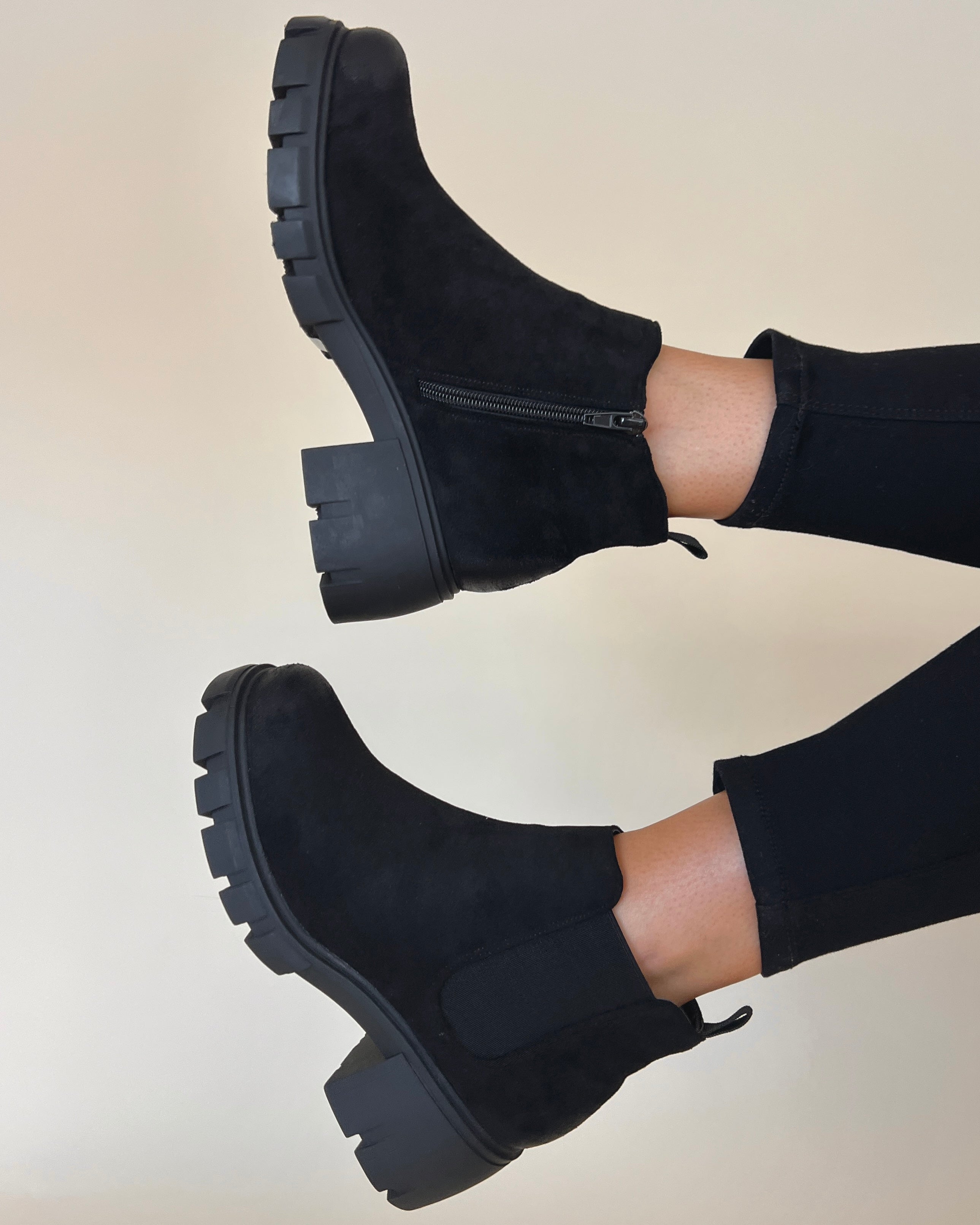 Tracy Black Suede Platform Sole Boots-Shop-Womens-Boutique-Clothing
