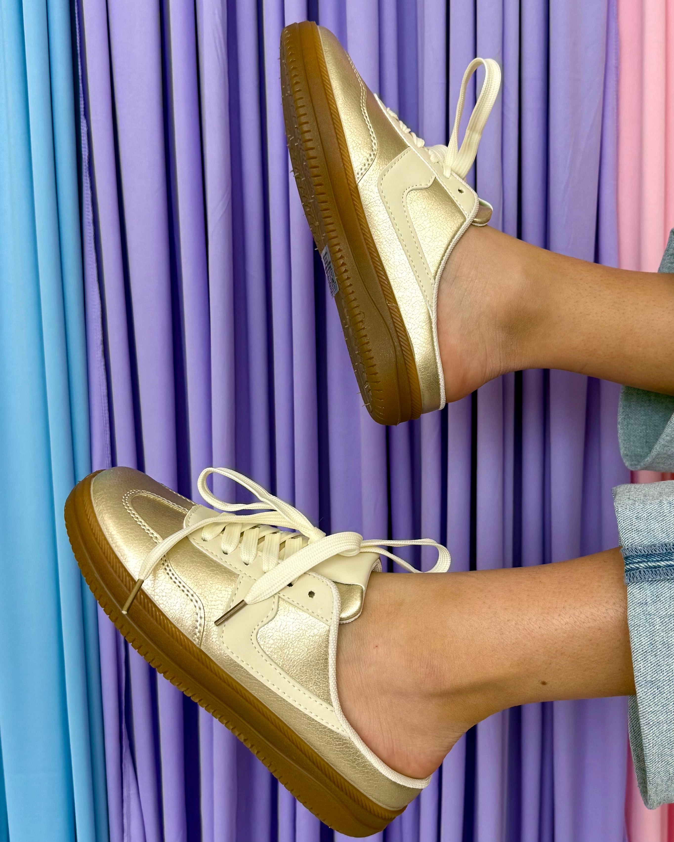 Collins Gold Combo Backless Sneakers