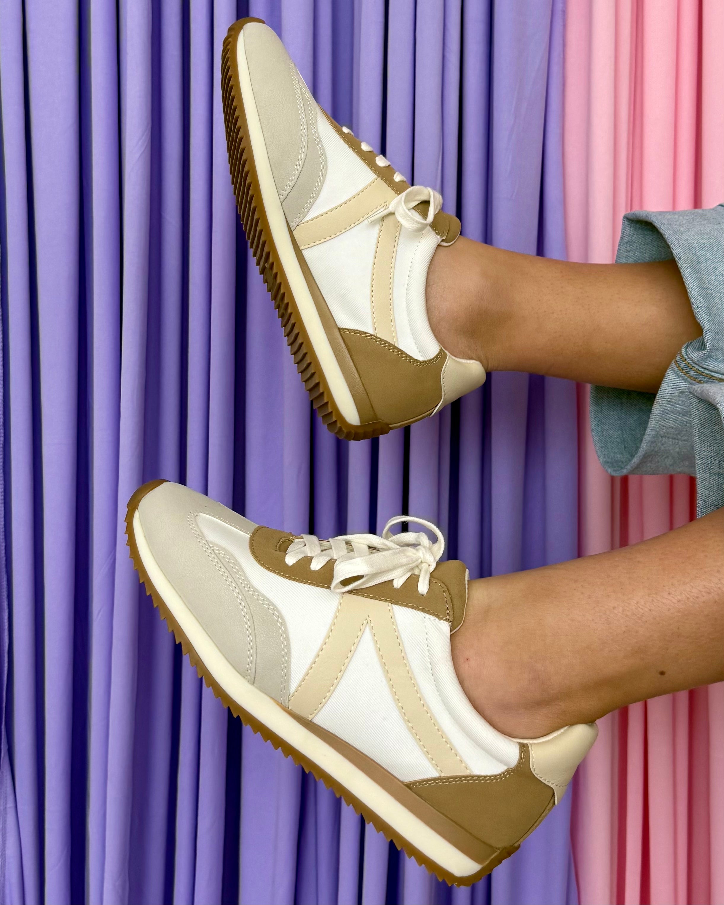 Mae Cement Beige Lace Up Sneakers-Shop-Womens-Boutique-Clothing