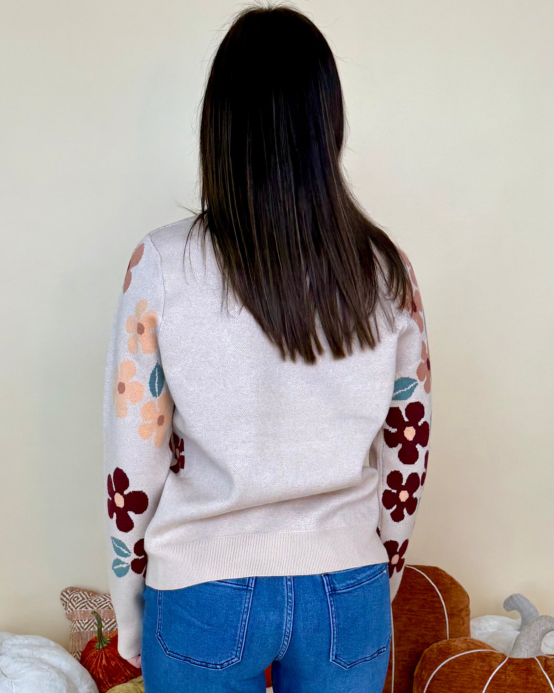 So Worth It Taupe Flower Sweater-Shop-Womens-Boutique-Clothing