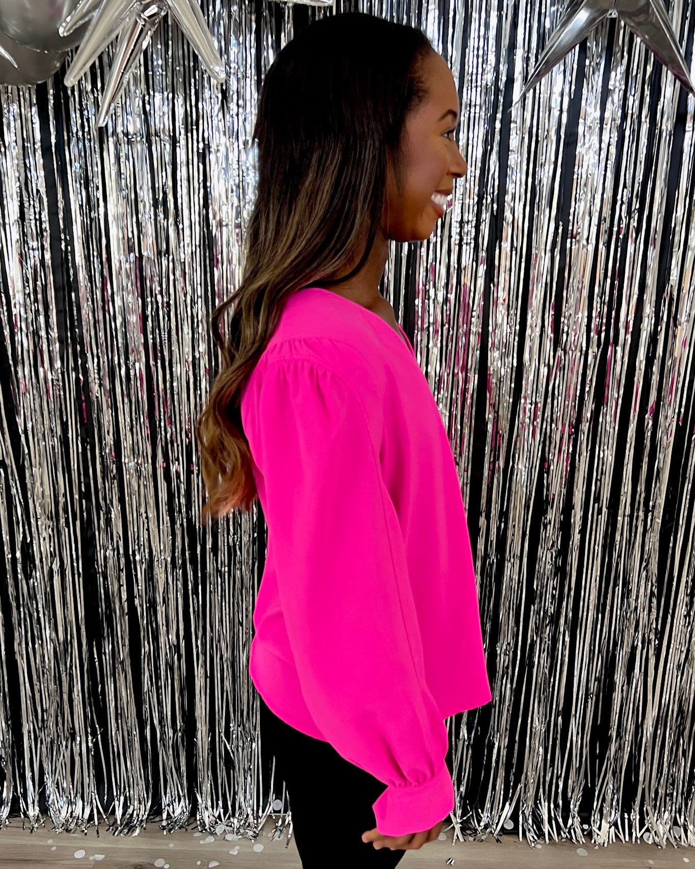 Find You Well Hot Pink V-neck Top-Shop-Womens-Boutique-Clothing