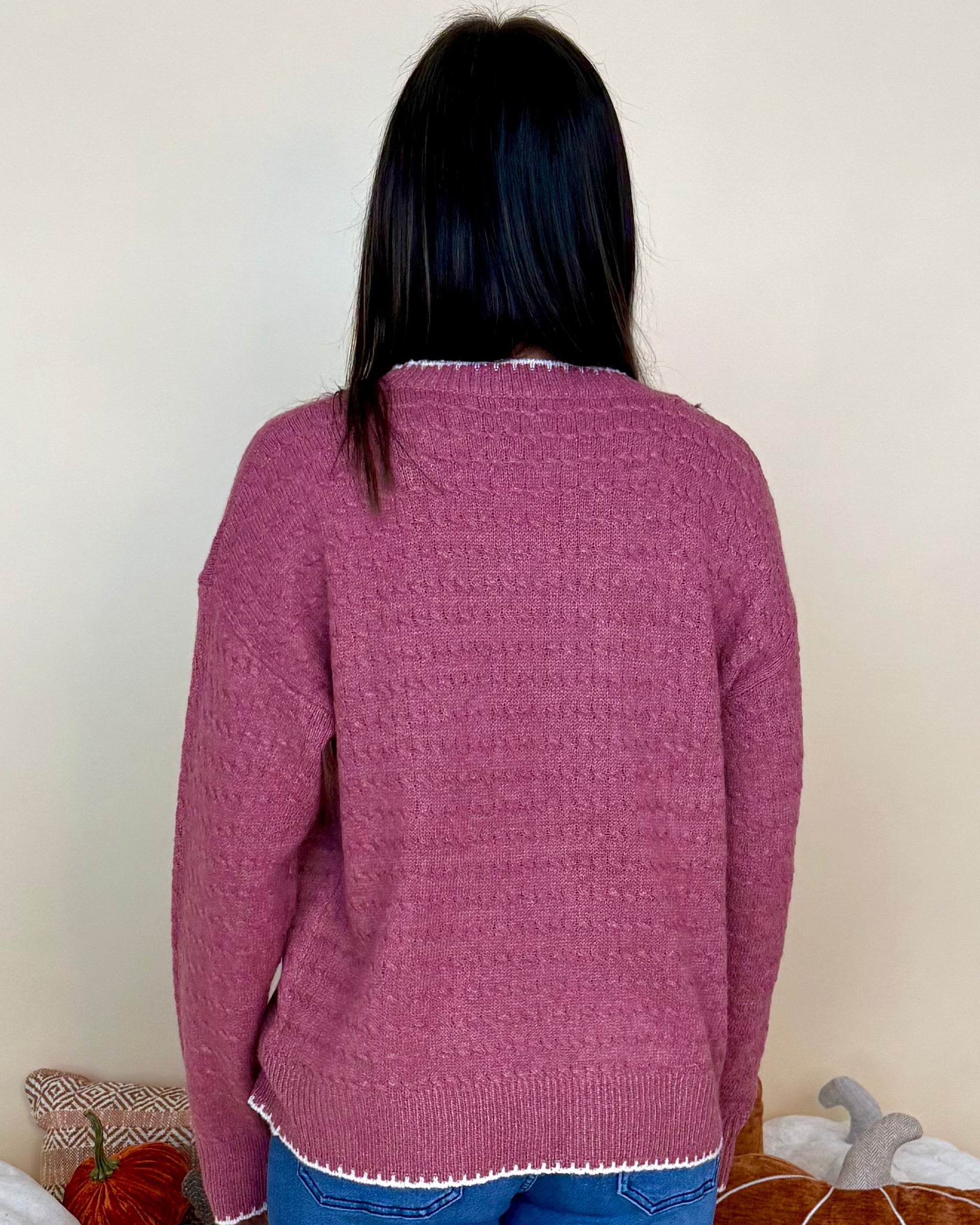Doing My Best Rose Stitched Cable Sweater-Shop-Womens-Boutique-Clothing