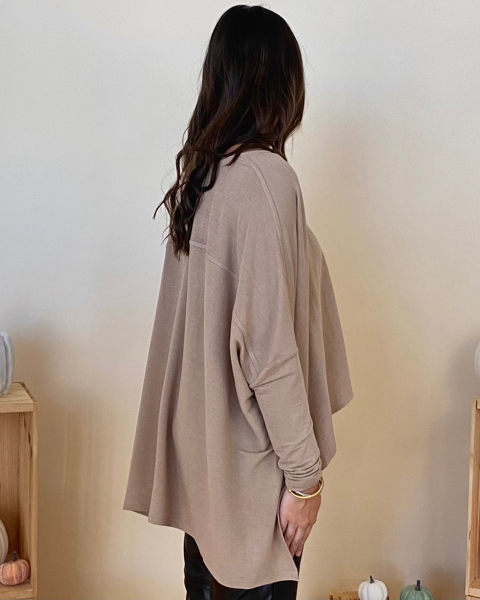 Early Mornings Taupe Oversized Top-Shop-Womens-Boutique-Clothing