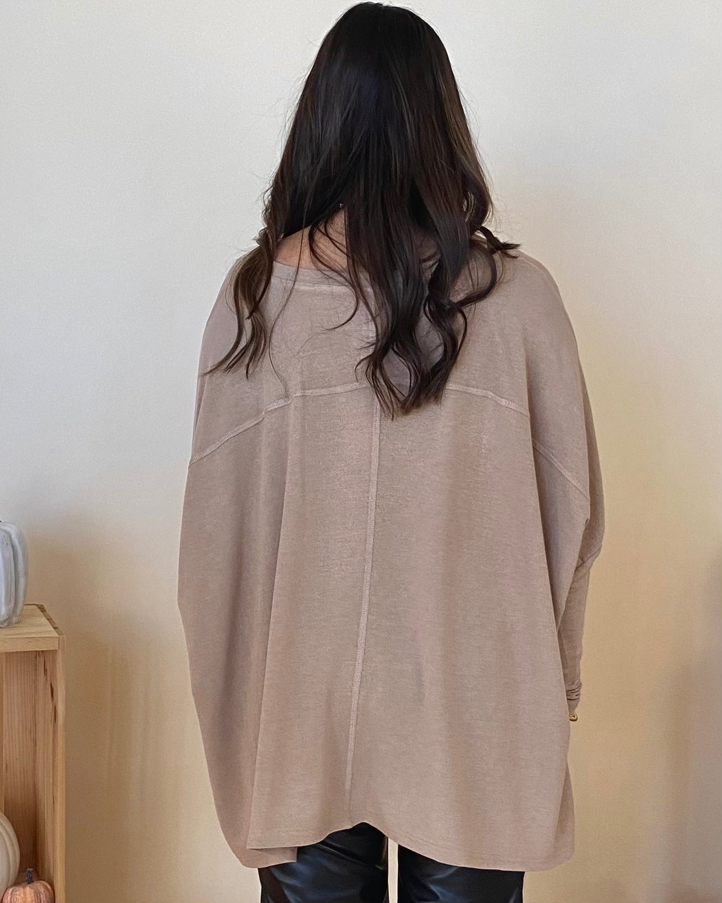 Early Mornings Taupe Oversized Top-Shop-Womens-Boutique-Clothing