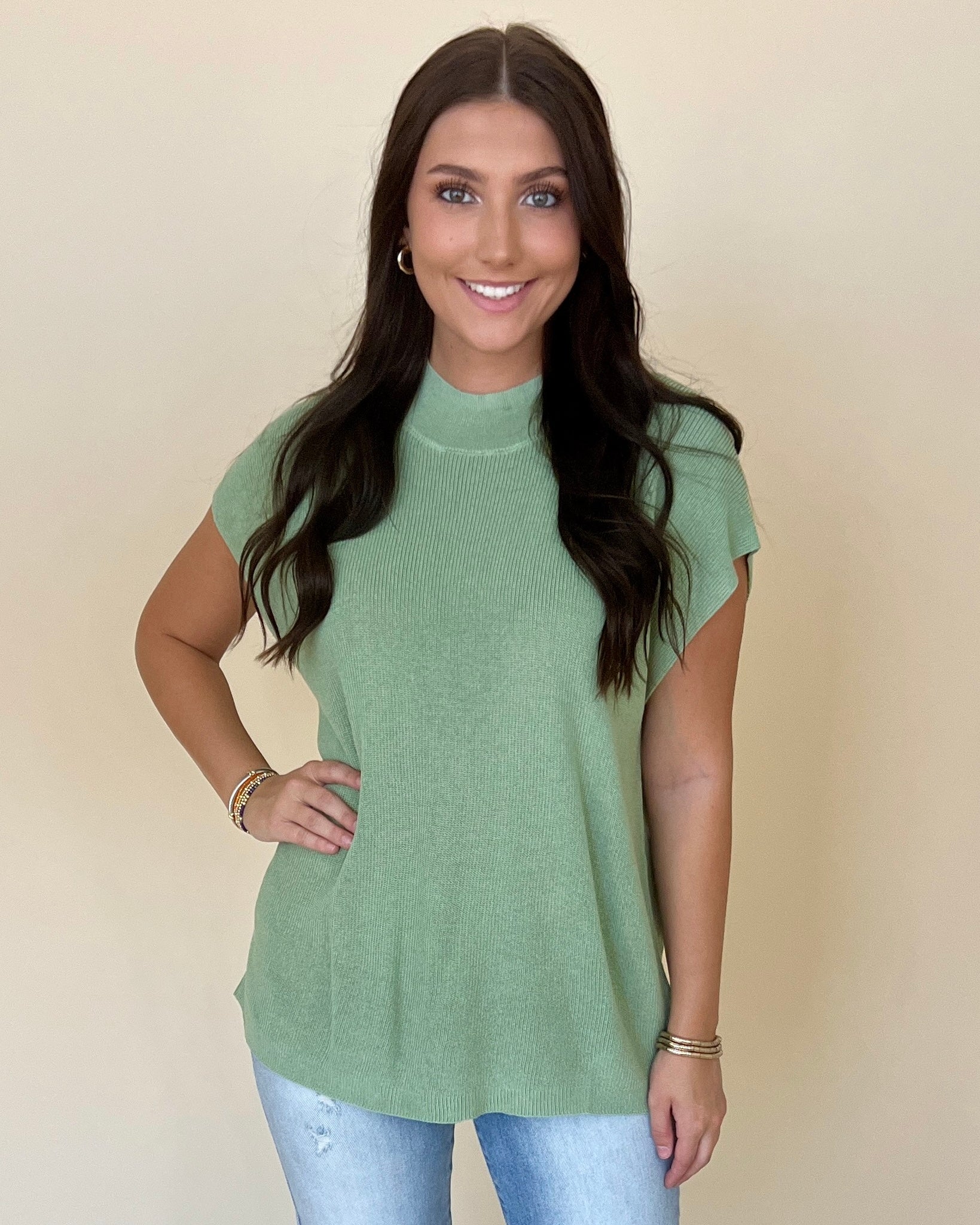 Your Place Sage Cap Sleeve Sweater Top-Shop-Womens-Boutique-Clothing