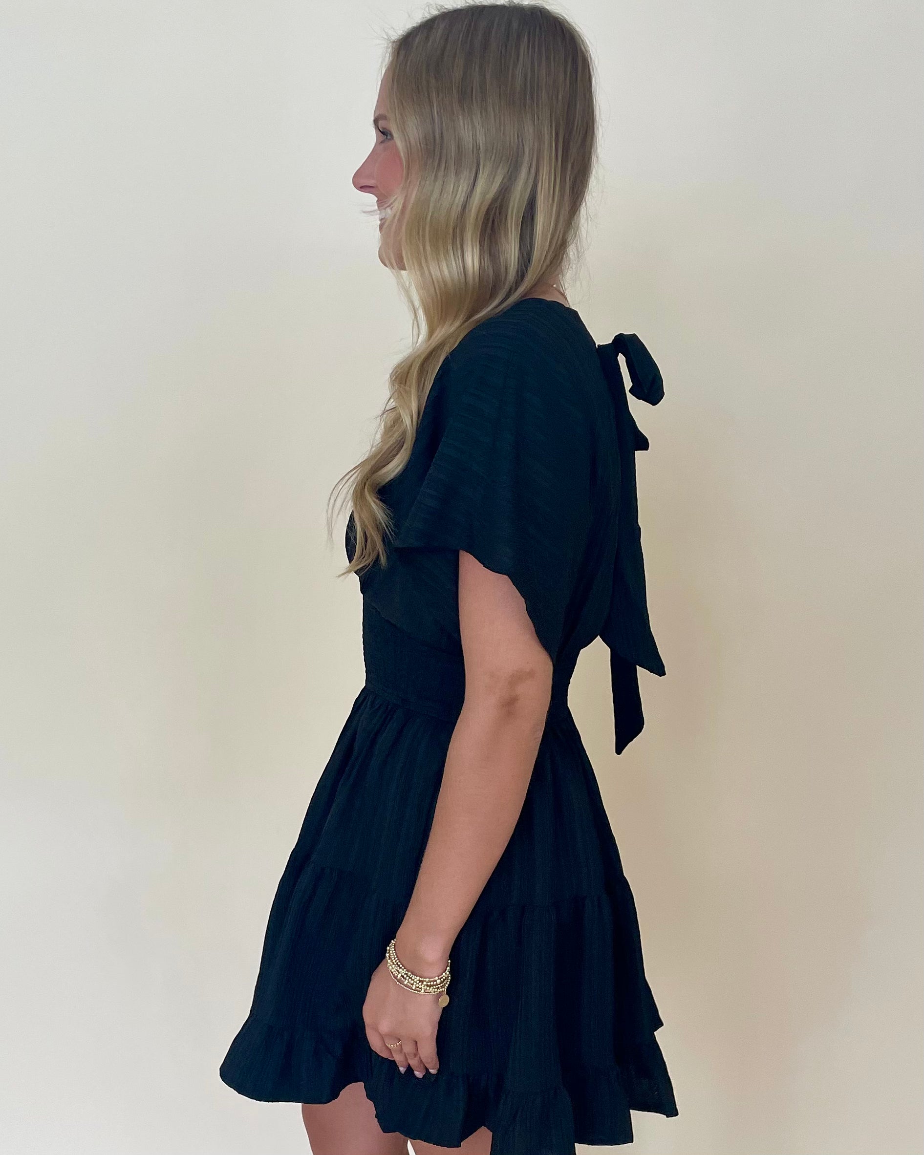 Return To Me Black Textured Dress-Shop-Womens-Boutique-Clothing