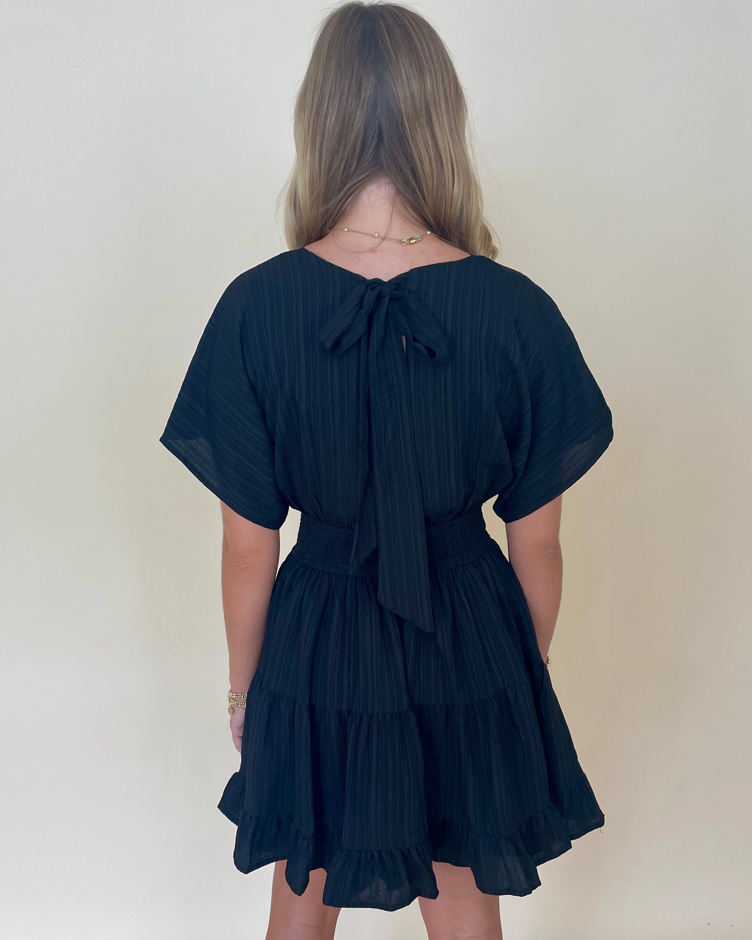 Return To Me Black Textured Dress-Shop-Womens-Boutique-Clothing