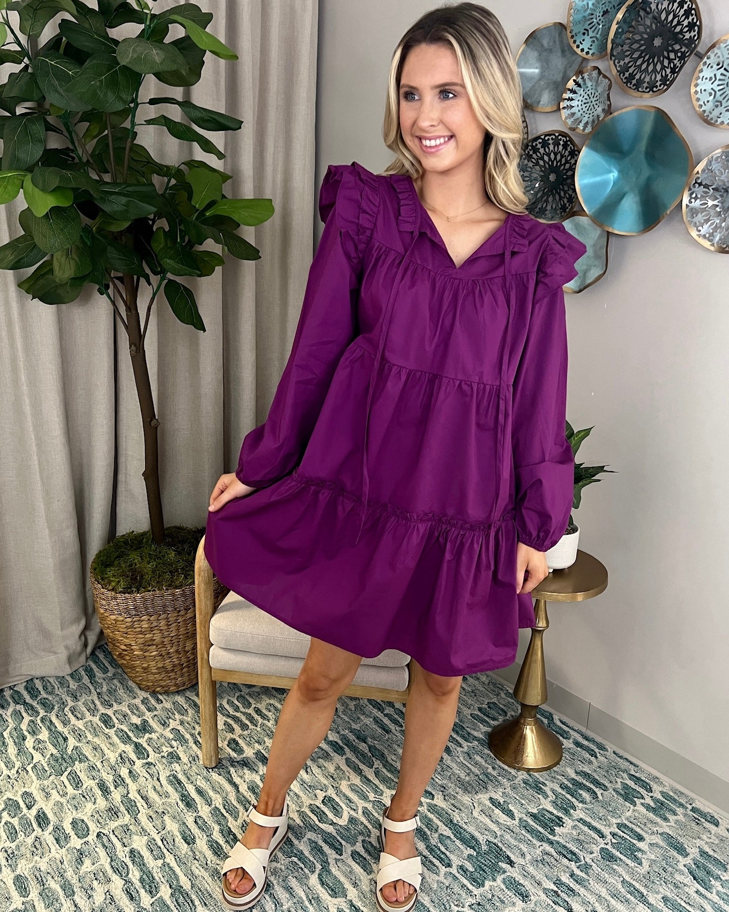 Making Promises Purple Ruffle Dress-Shop-Womens-Boutique-Clothing