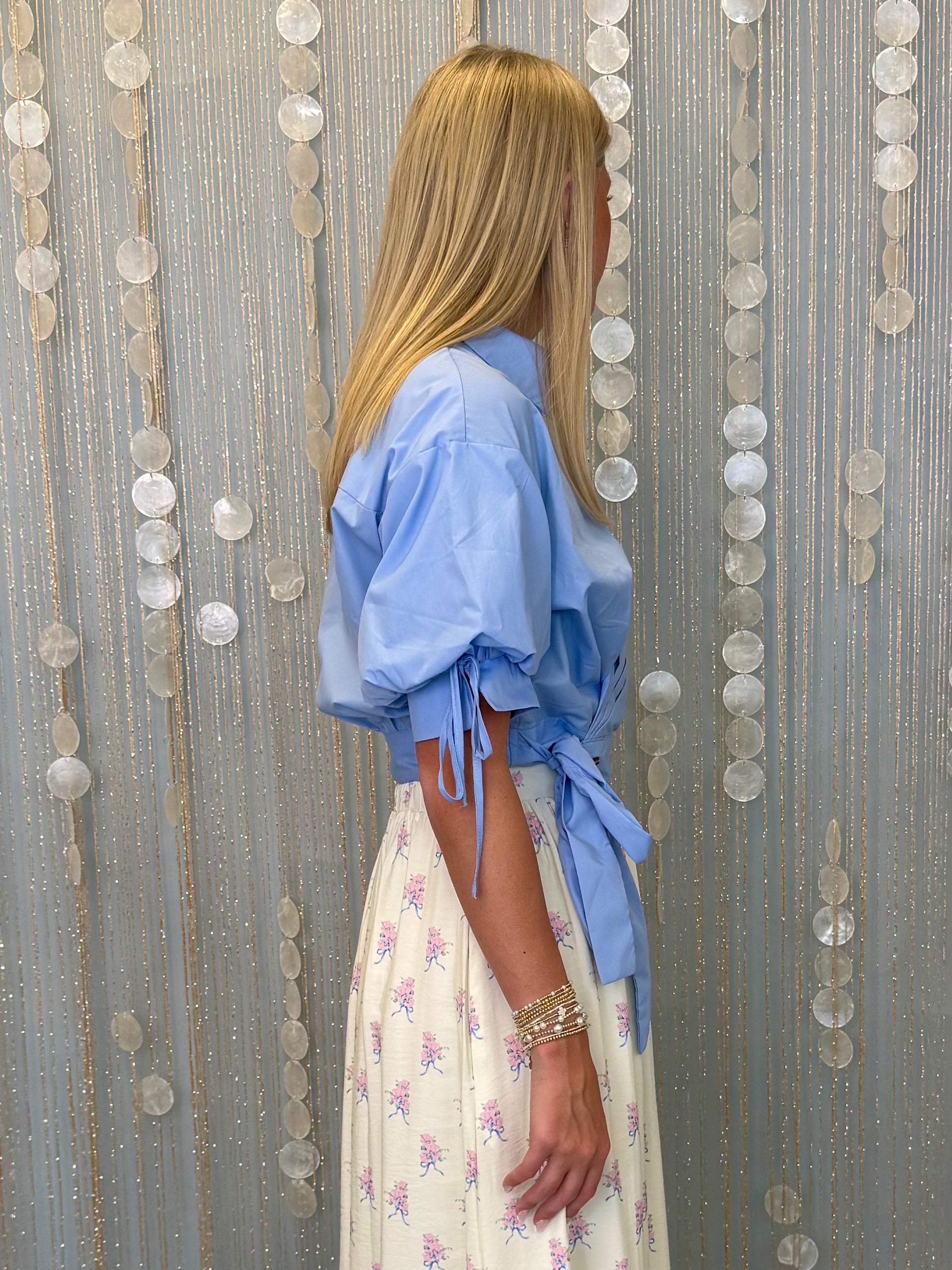 Fair Enough Chambray Side Tie Top-Shop-Womens-Boutique-Clothing