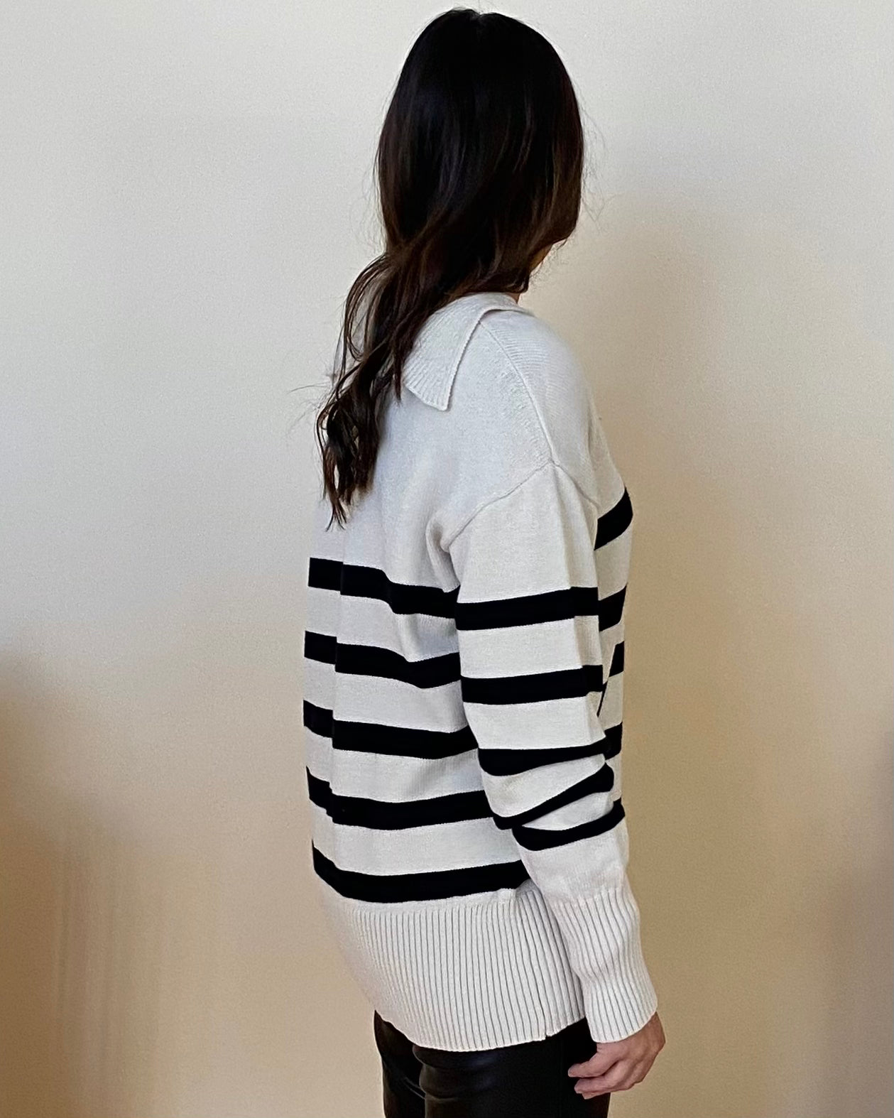 Feeling Frosty Natural/Black Striped Sweater-Shop-Womens-Boutique-Clothing