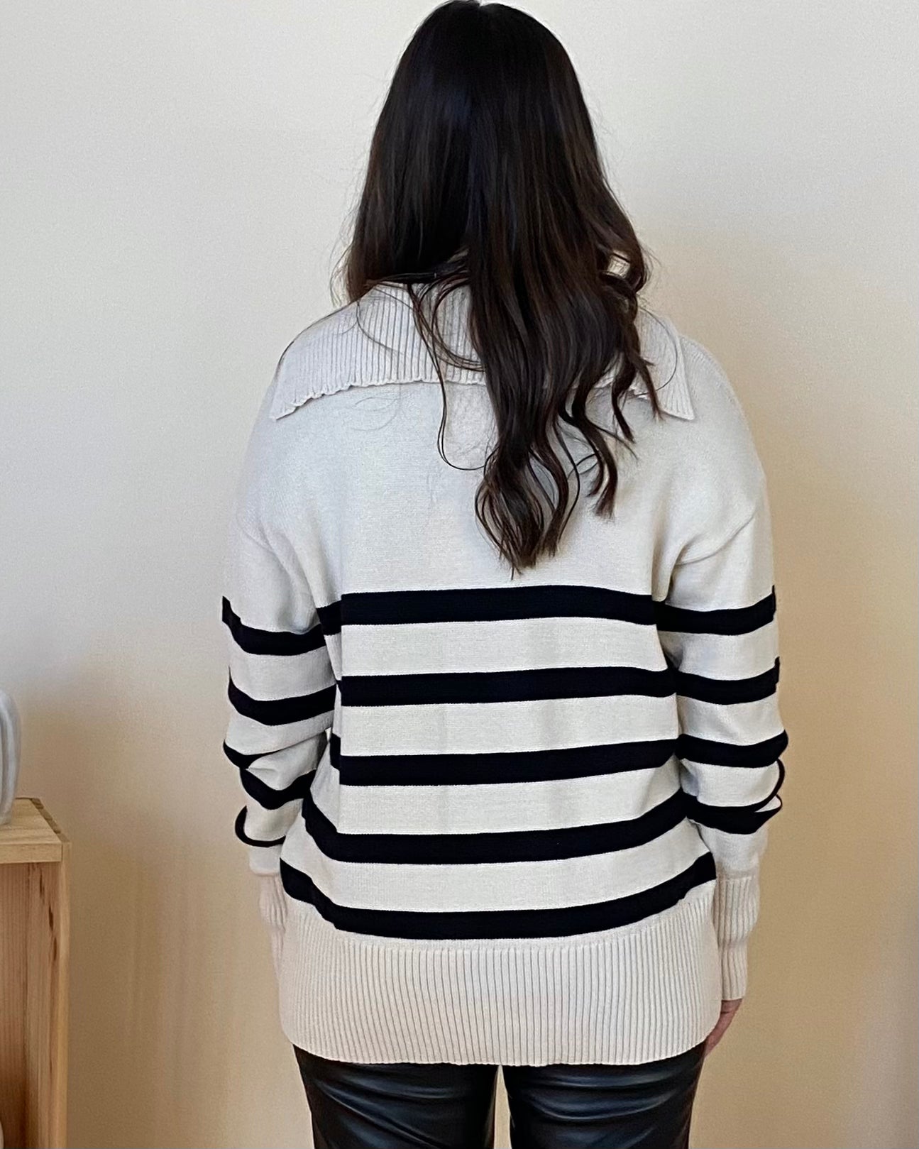 Feeling Frosty Natural/Black Striped Sweater-Shop-Womens-Boutique-Clothing