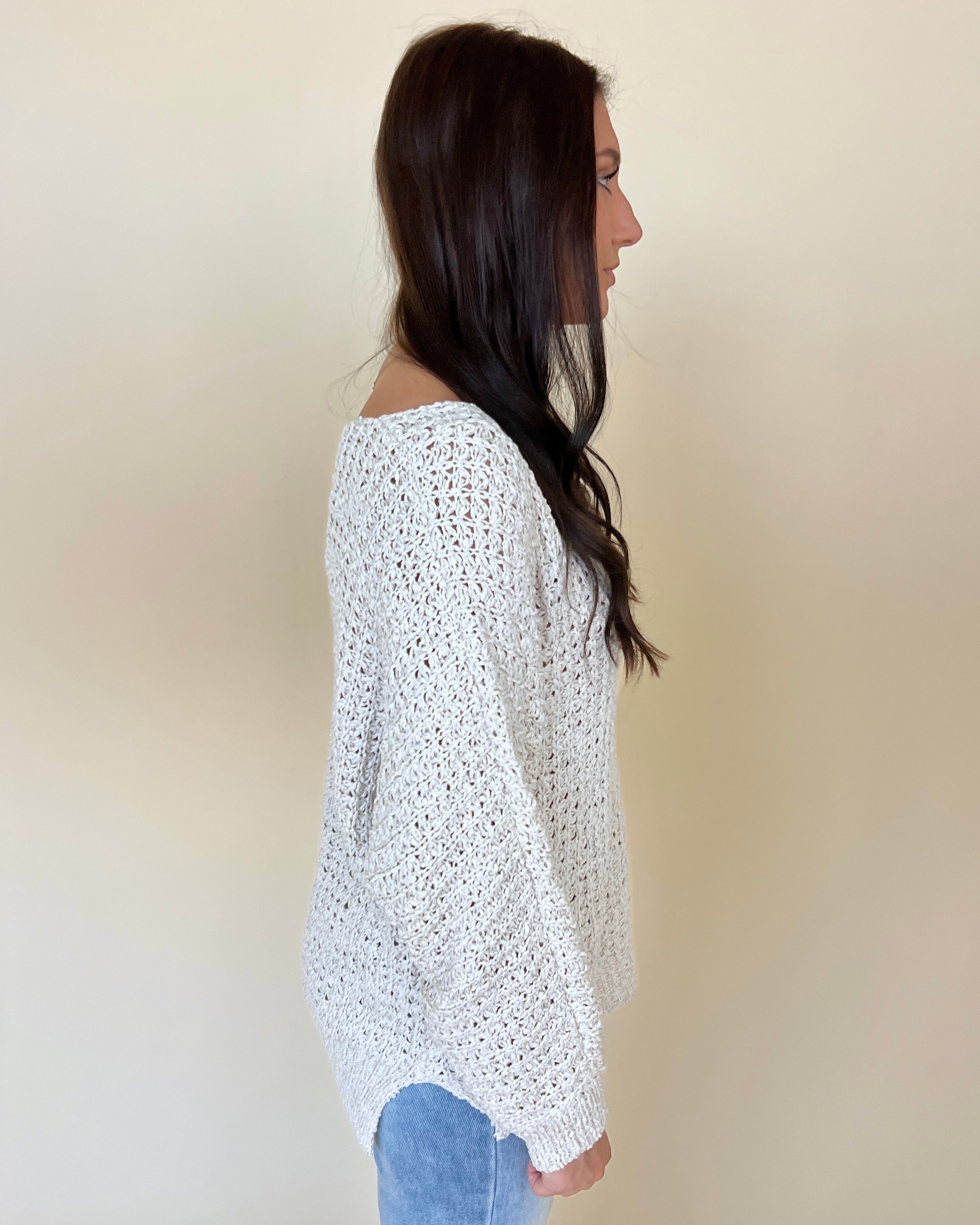 Believe In You Oatmeal Knit Textured Sweater Women s Boutique Shop