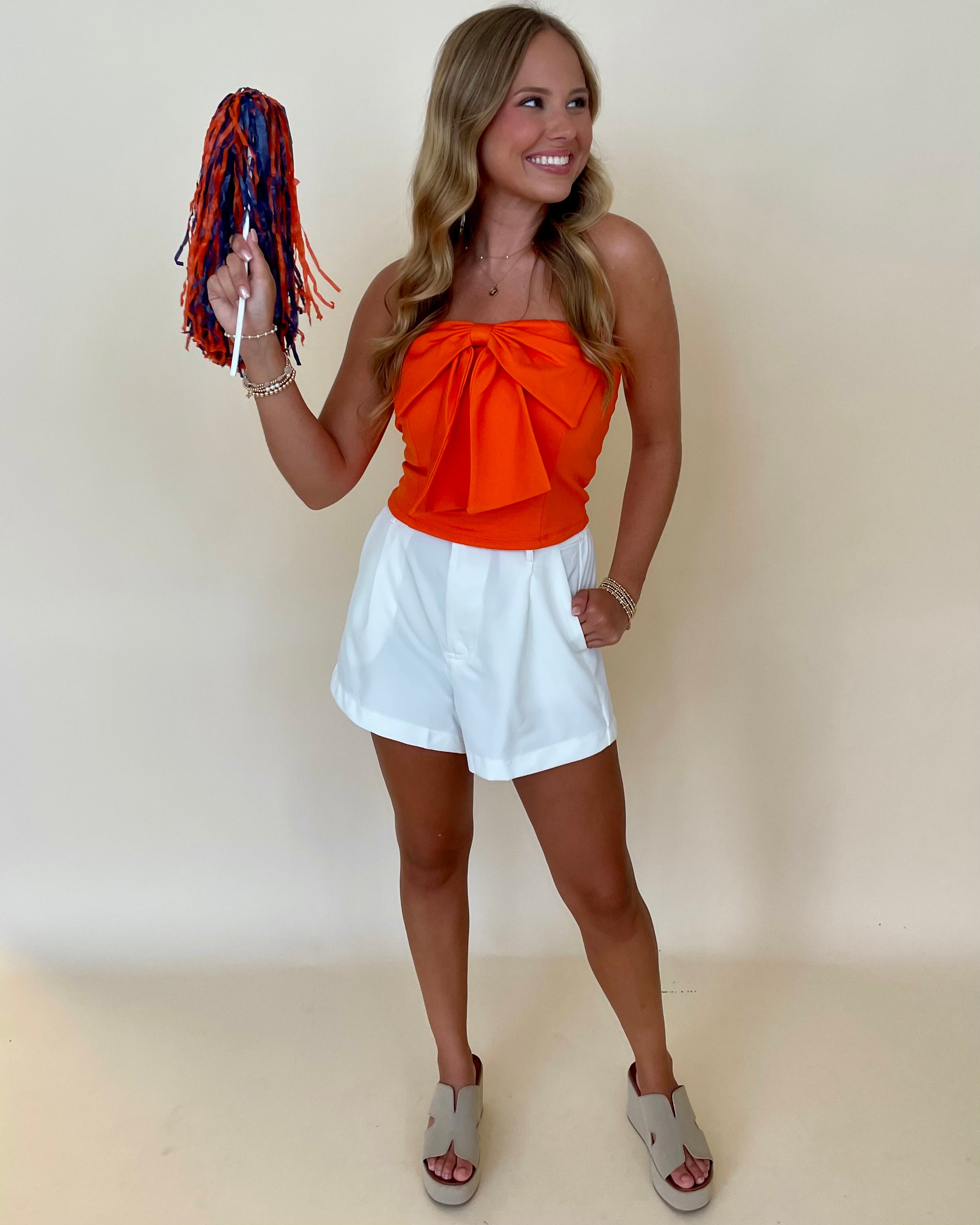 Evolved Style Orange Bow Tube Top-Shop-Womens-Boutique-Clothing