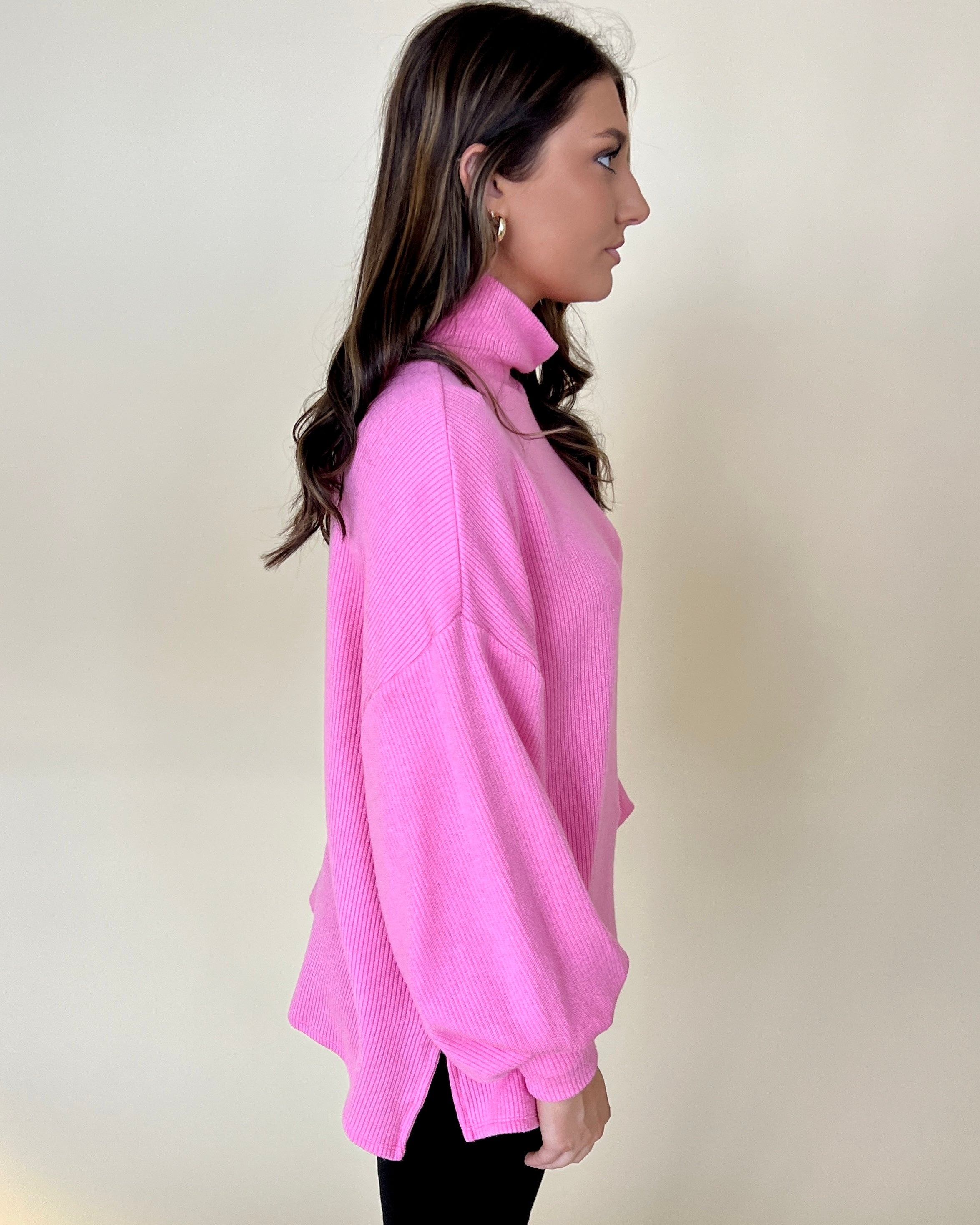 Hold Me Close Pink Turtleneck Sweater-Shop-Womens-Boutique-Clothing